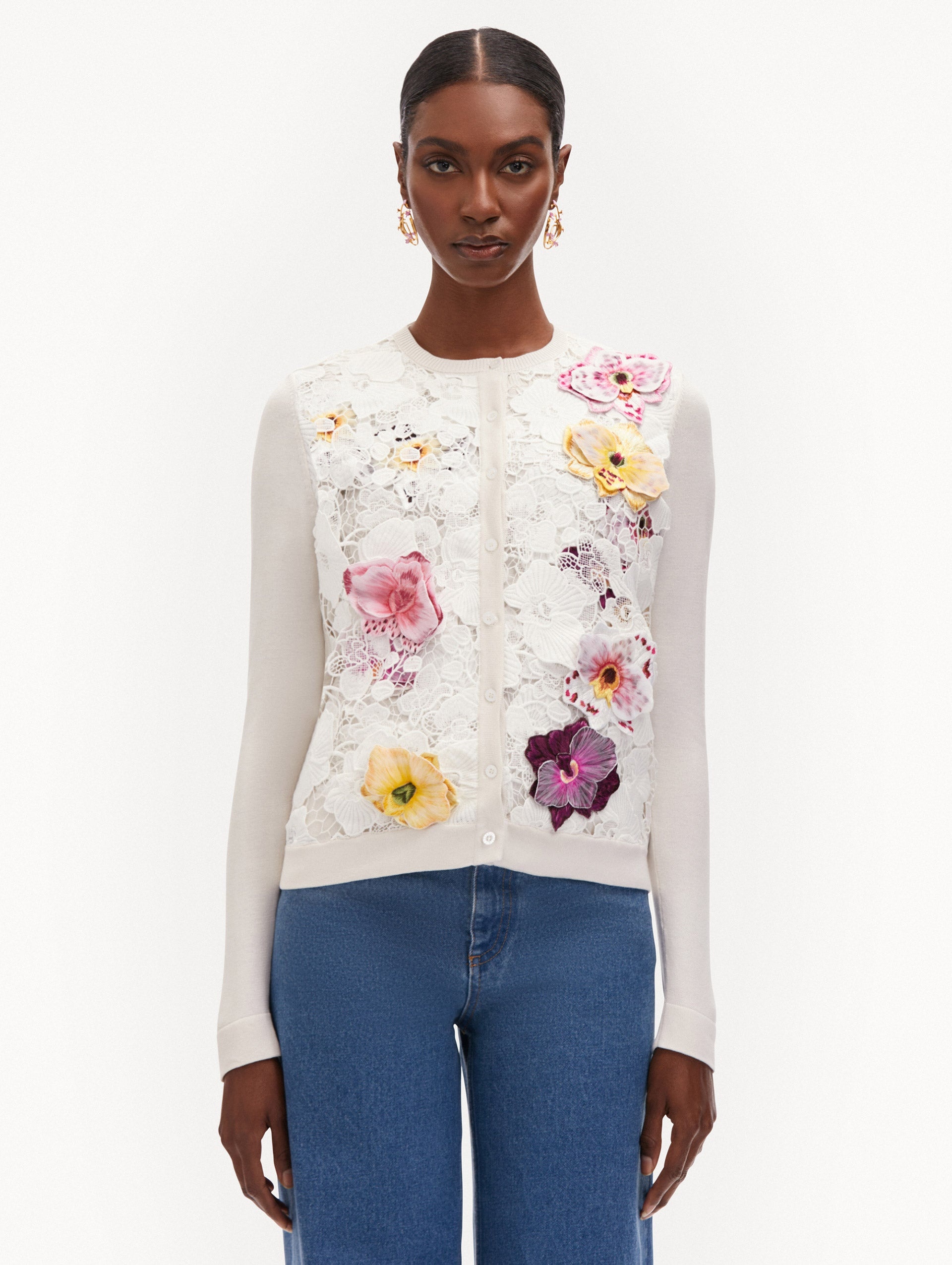 ORCHID THREADWORK INSET CARDIGAN - 2