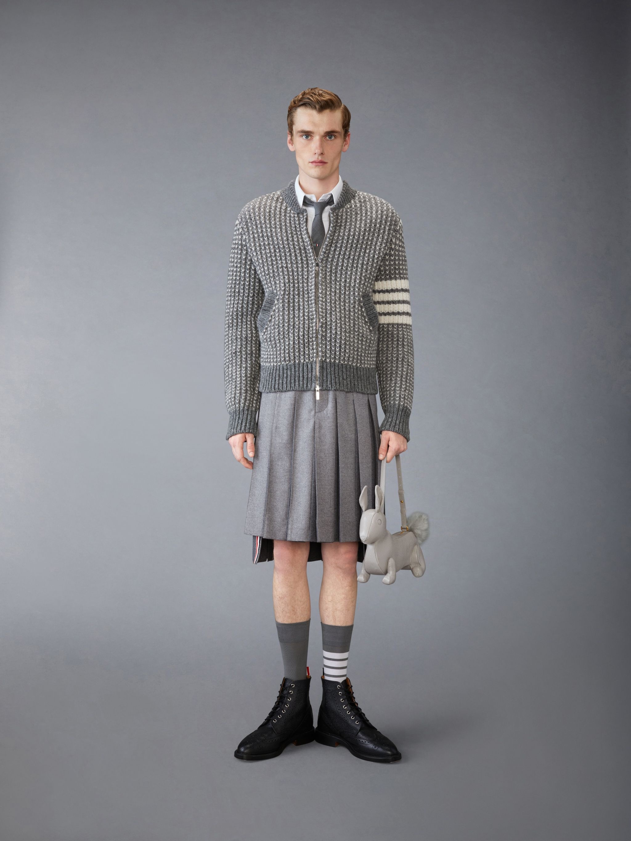 Irish Wool 4-Bar Bomber Jacket - 3