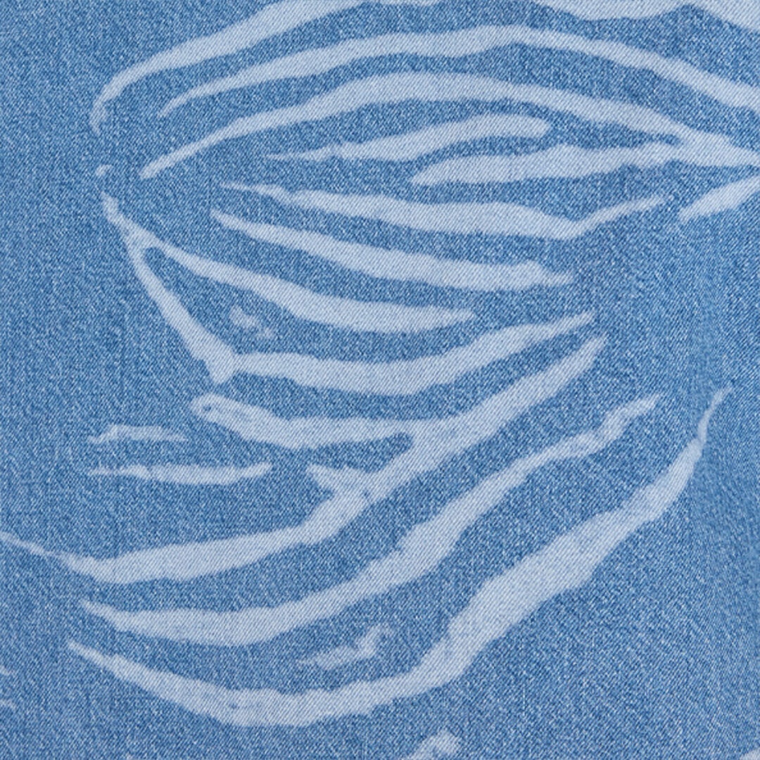 Denim Shirt With Tiger Skin Print - 5