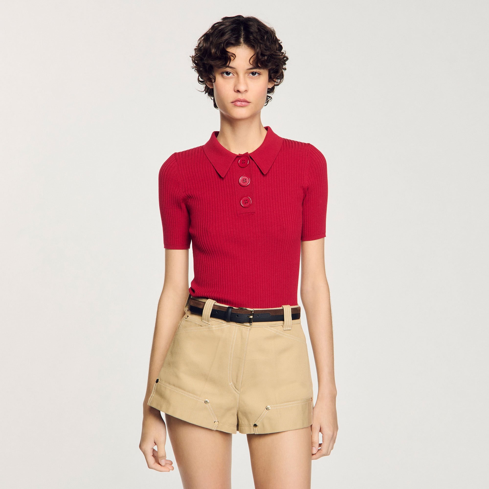 RIB KNIT POLO SHIRT - 4
