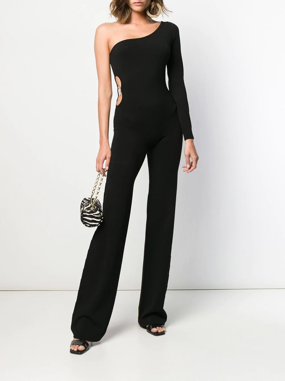 one shoulder knit jumpsuit - 2