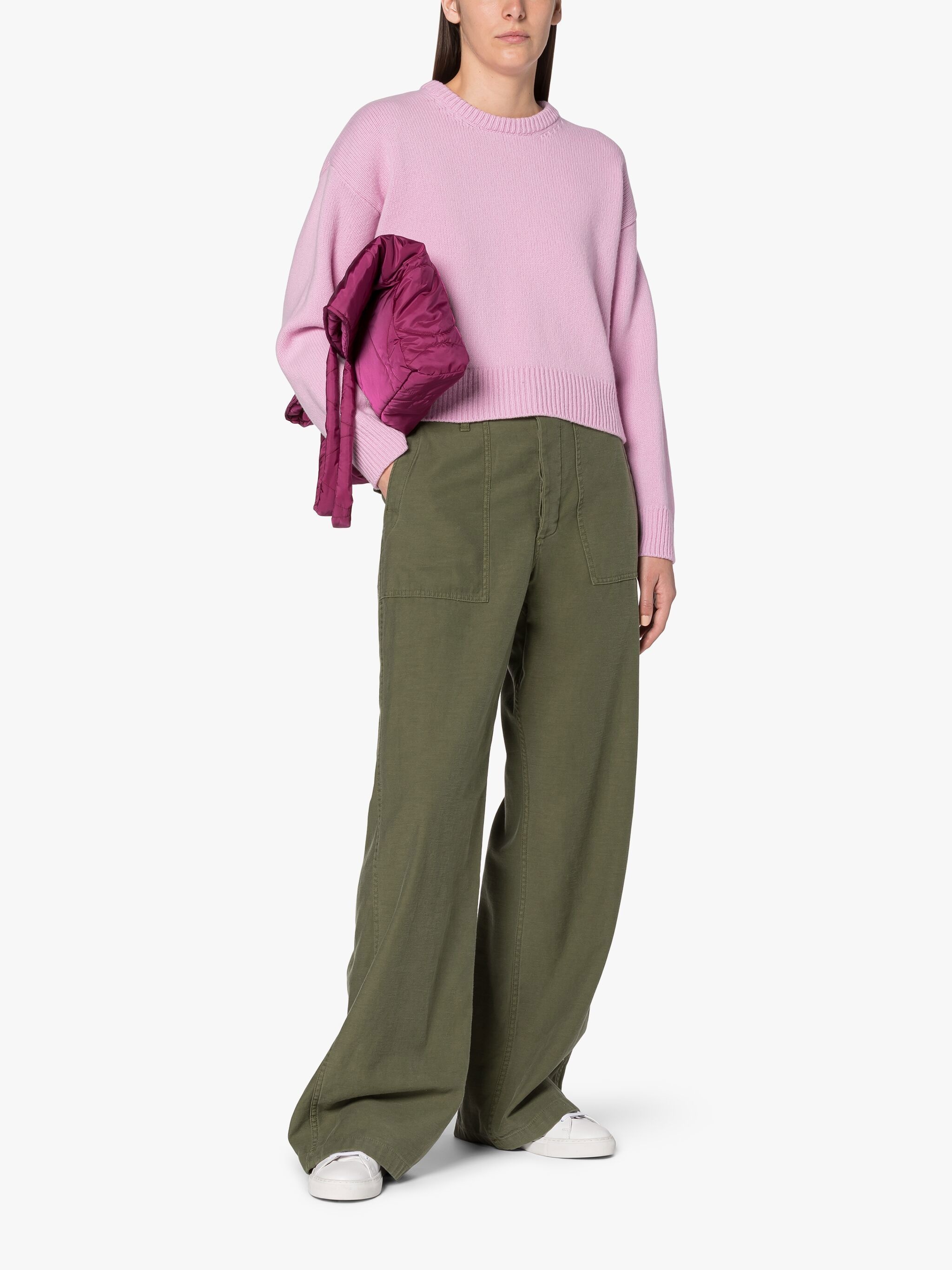 KAYLEIGH PINK WOOL CREWNECK SWEATER - 2