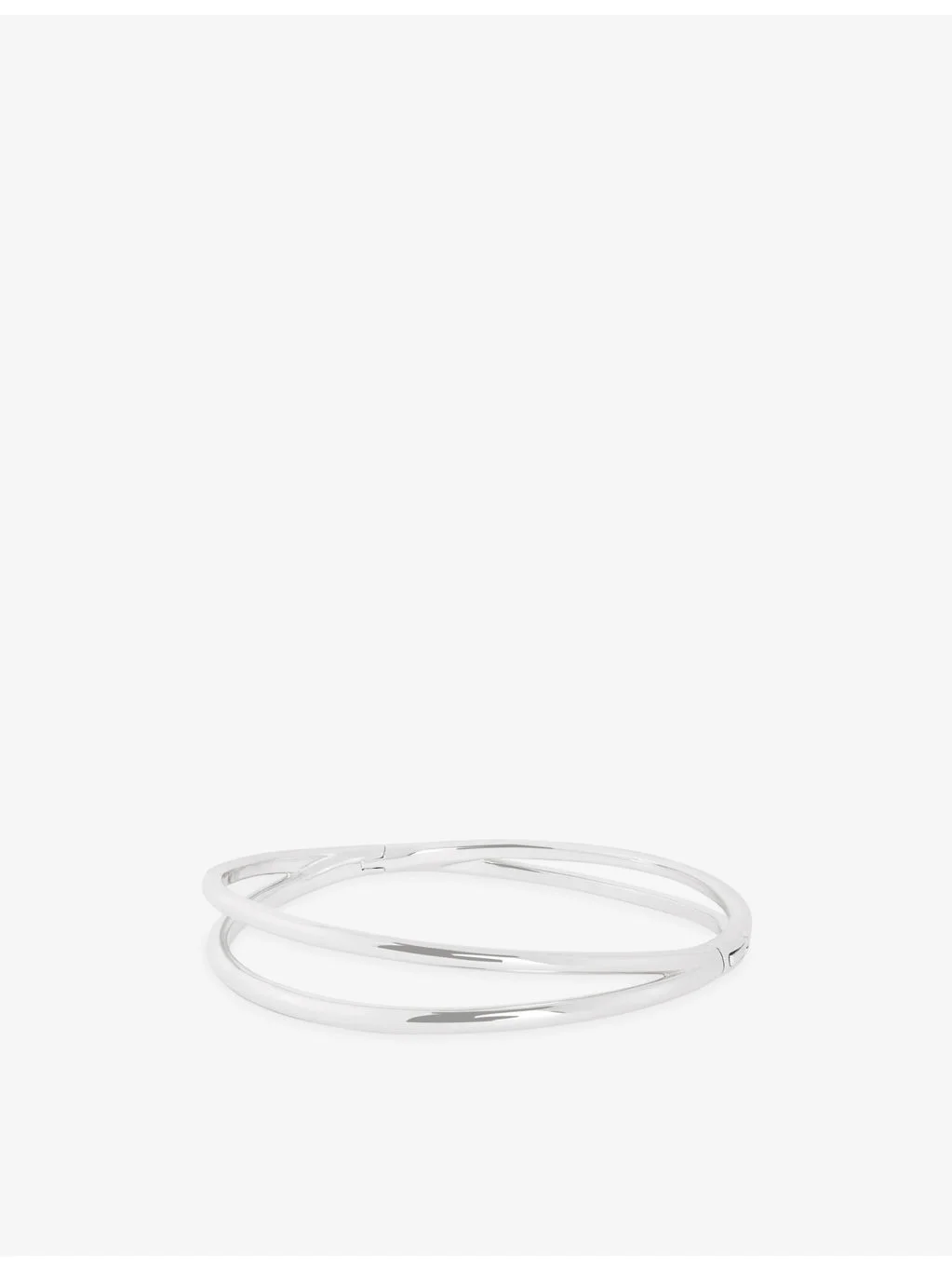 Illusion Twist Rhodium-Plated Brass Bangle - 1