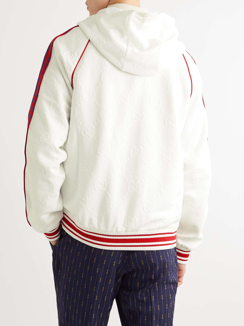 Webbing-Trimmed Jacquard-Knit Hooded Bomber Jacket 4