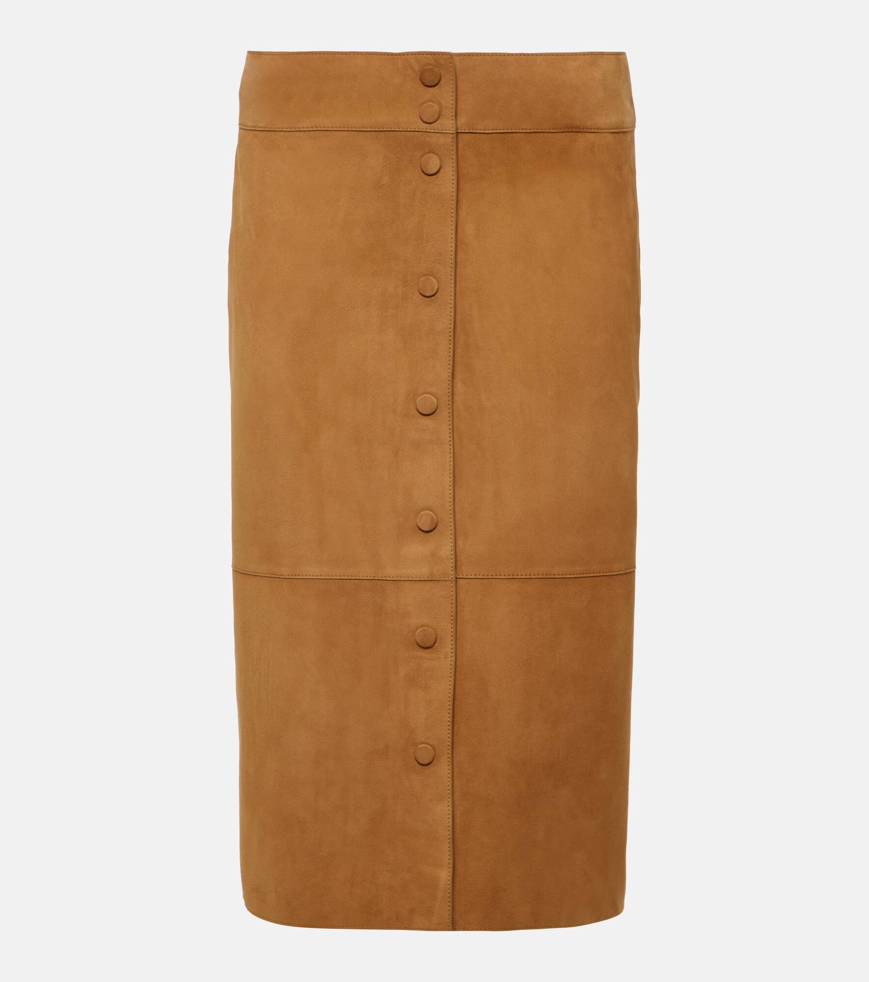 High-rise leather midi skirt - 1