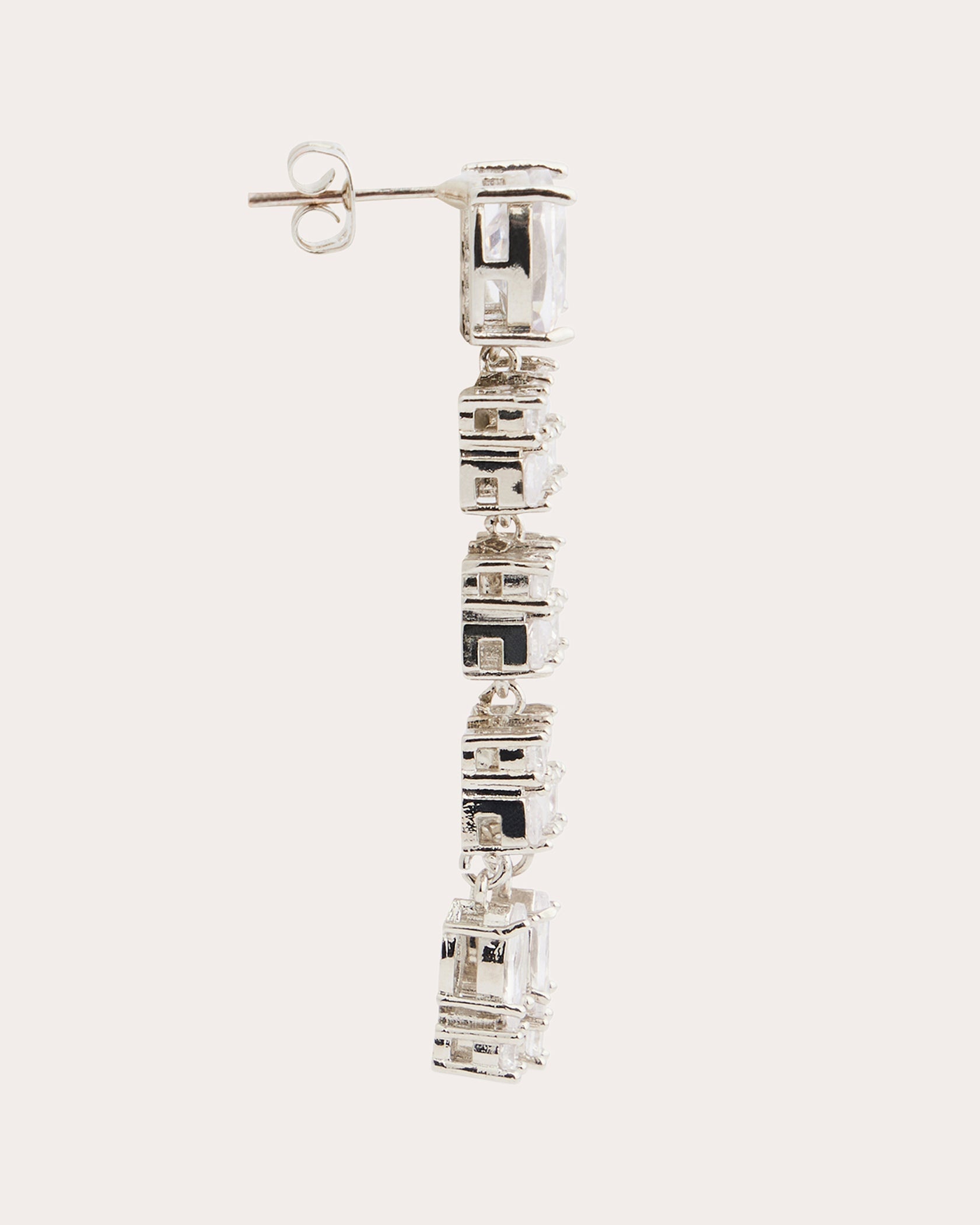 Silver-Tone Crystal Earrings - 4