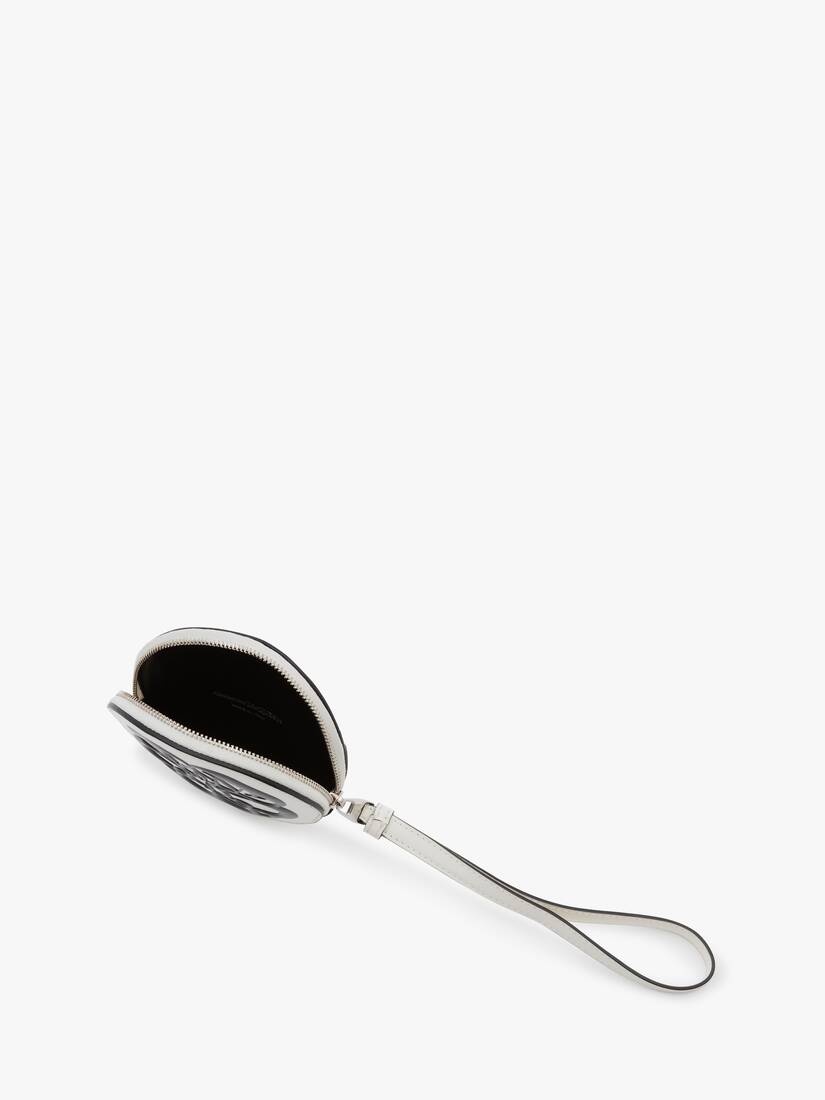 Curve Zip Coin Purse in Ivory/black - 4