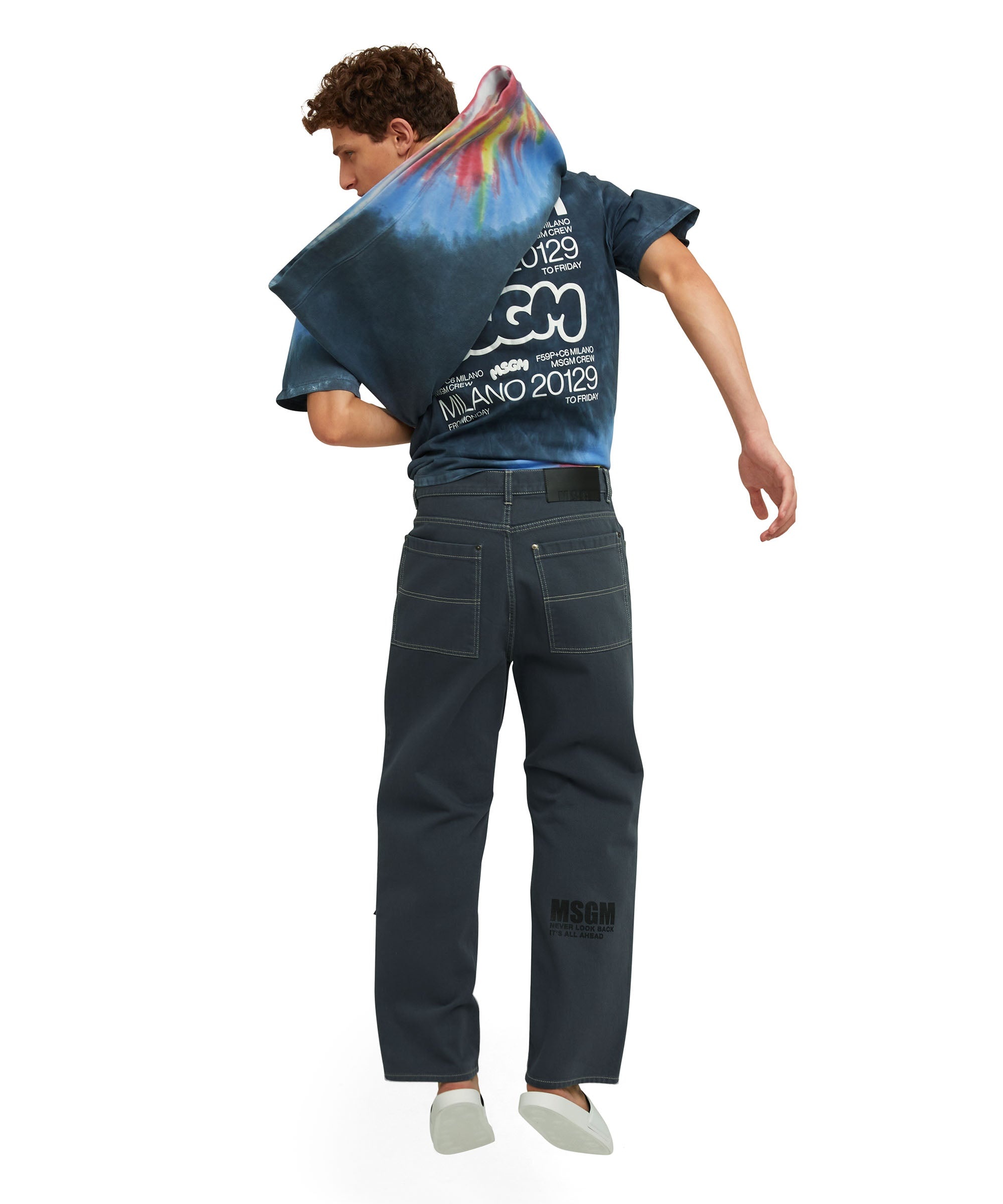 Tie dye cotton crewneck t-shirt with logo and graphics in collaboration with Burro Studio - 3