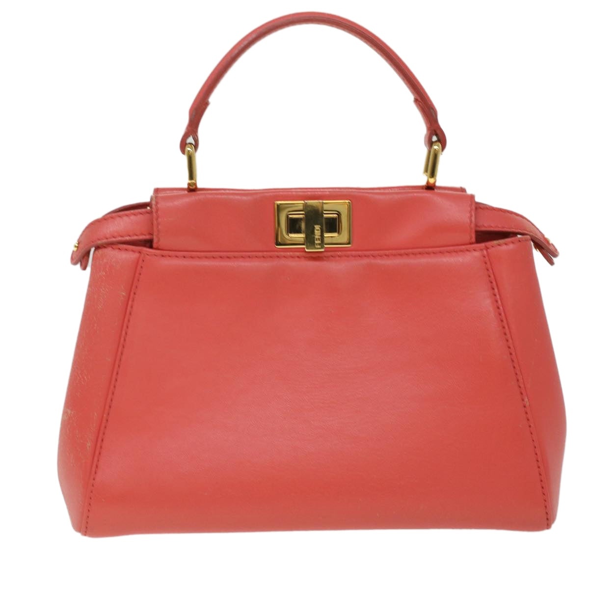 FENDI Micro Picaboo Hand Bag Leather Orange - 13