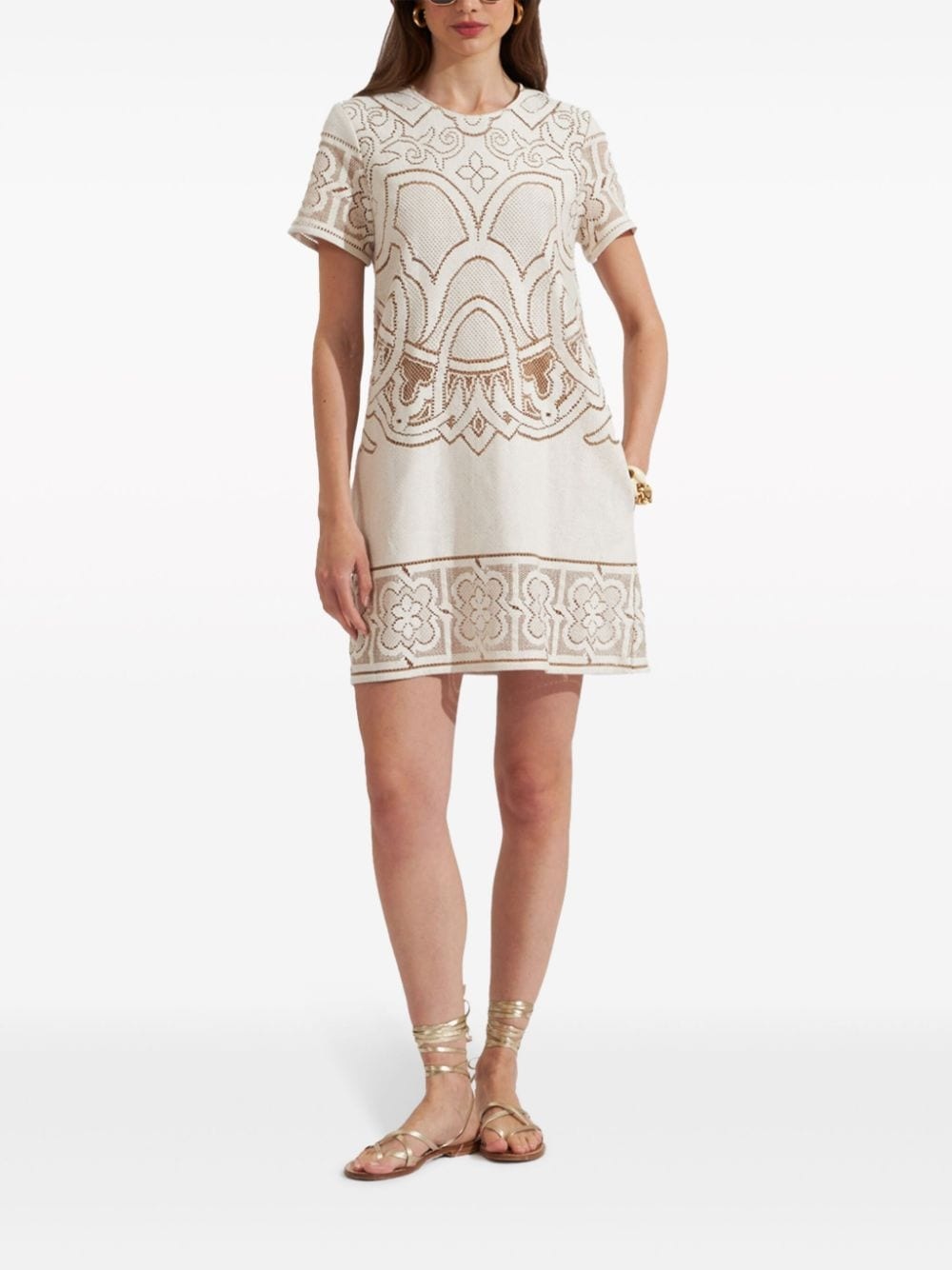 Lacey cotton-blend T-shirt minidress - 2