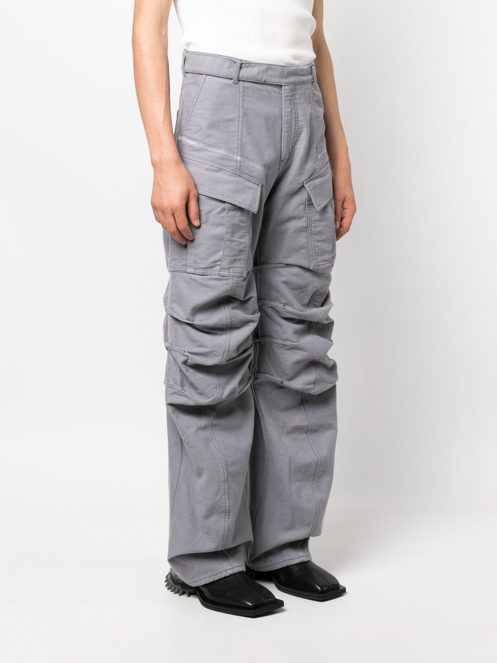belted-waist cotton cargo pants - 3