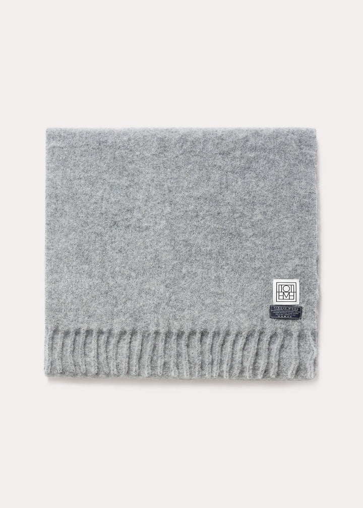Brushed alpaca blend scarf light grey mélange - 5