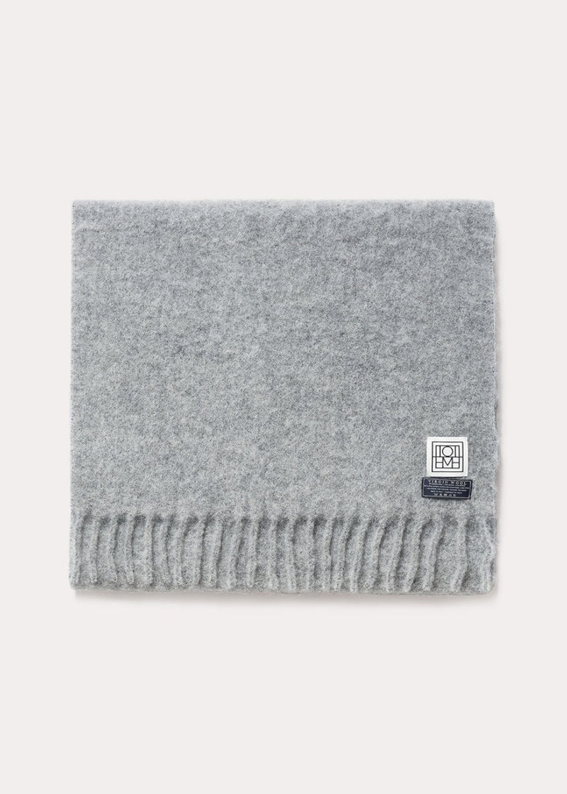 Brushed alpaca blend scarf light grey mélange 5