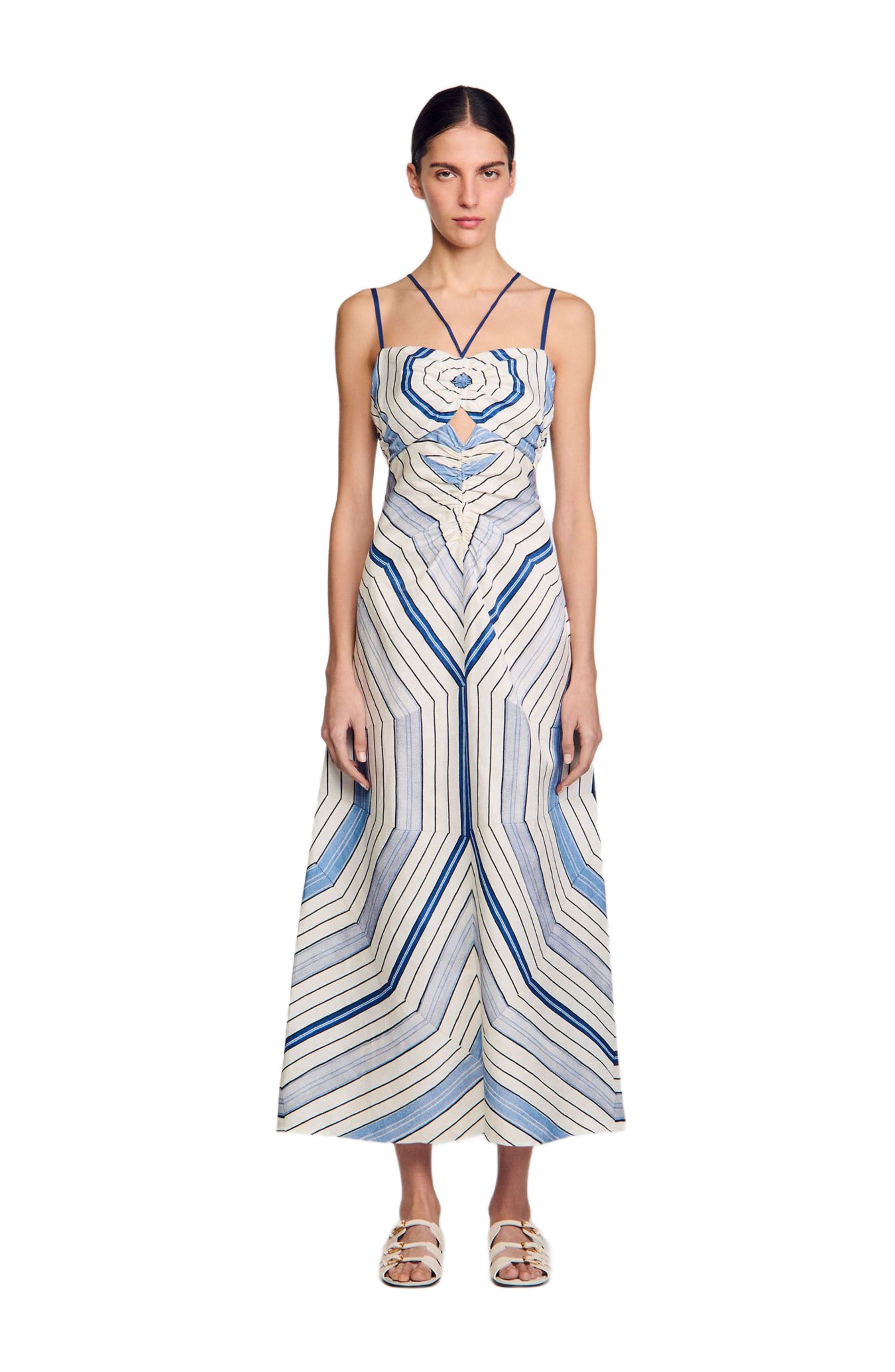 SANDRO Spiral-motif maxi dress in Sky Blue at Nordstrom - 1