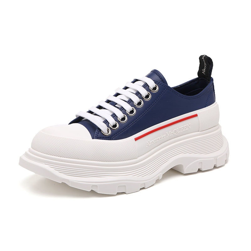 (WMNS) Alexander McQueen Tread Slick Sneakers 'Navy White Red' 702042WHZ624687 - 2