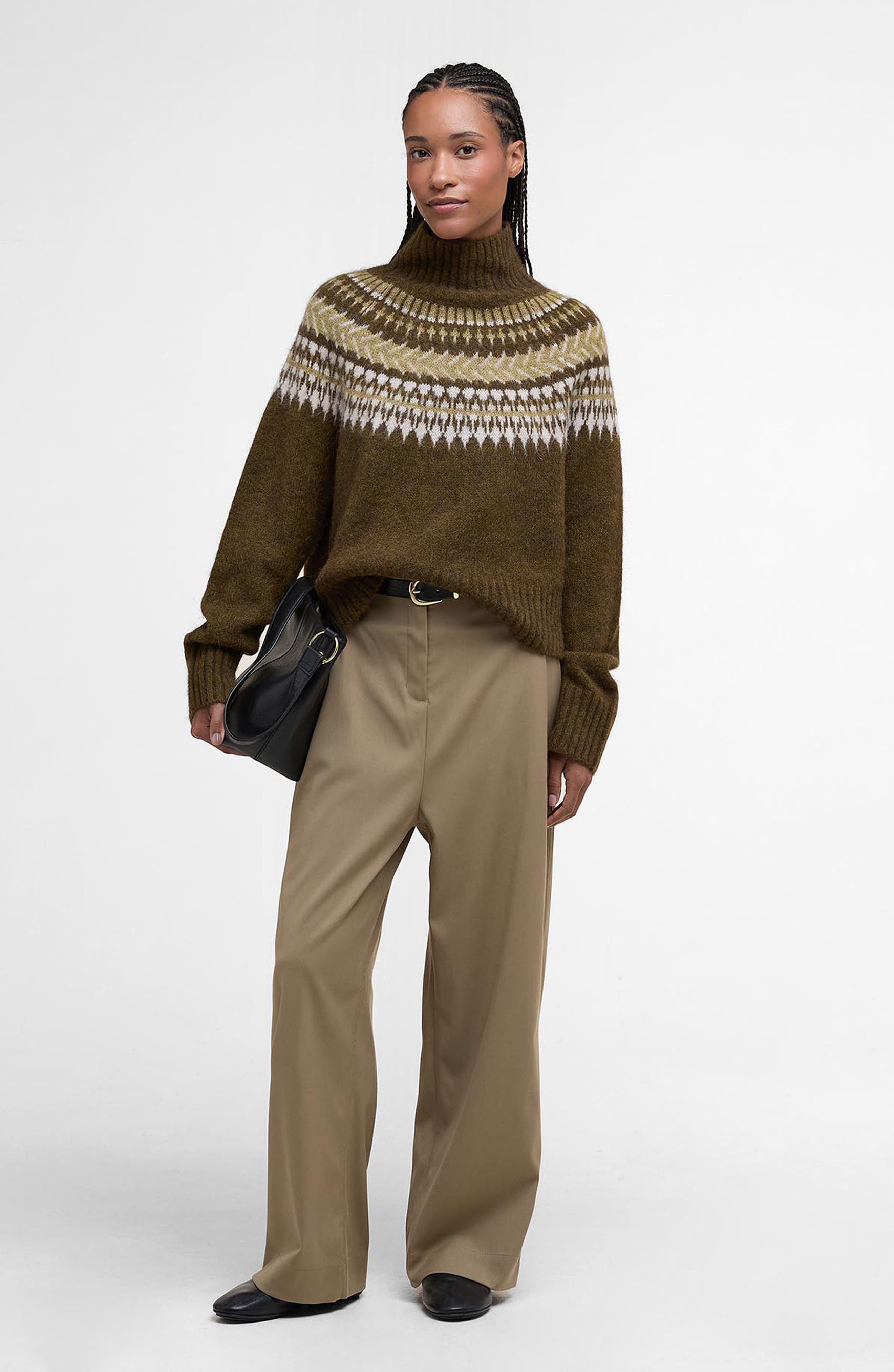 Barbour Lorrie Fair Isle Wool & Alpaca Blend Sweater in Brown Multi at Nordstrom - 8