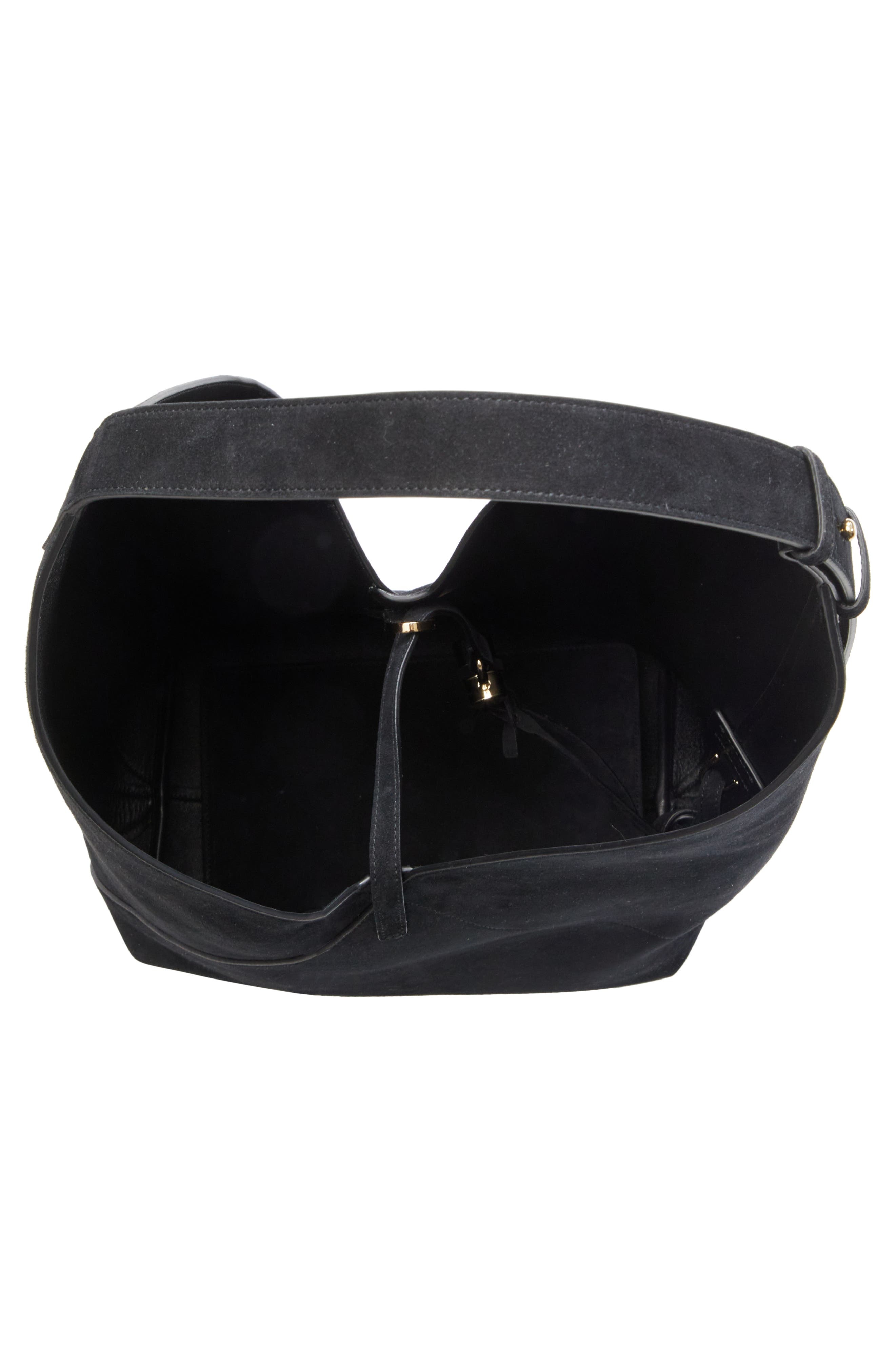 FERRAGAMO Origami Suede Hobo Bag in Nero at Nordstrom - 5
