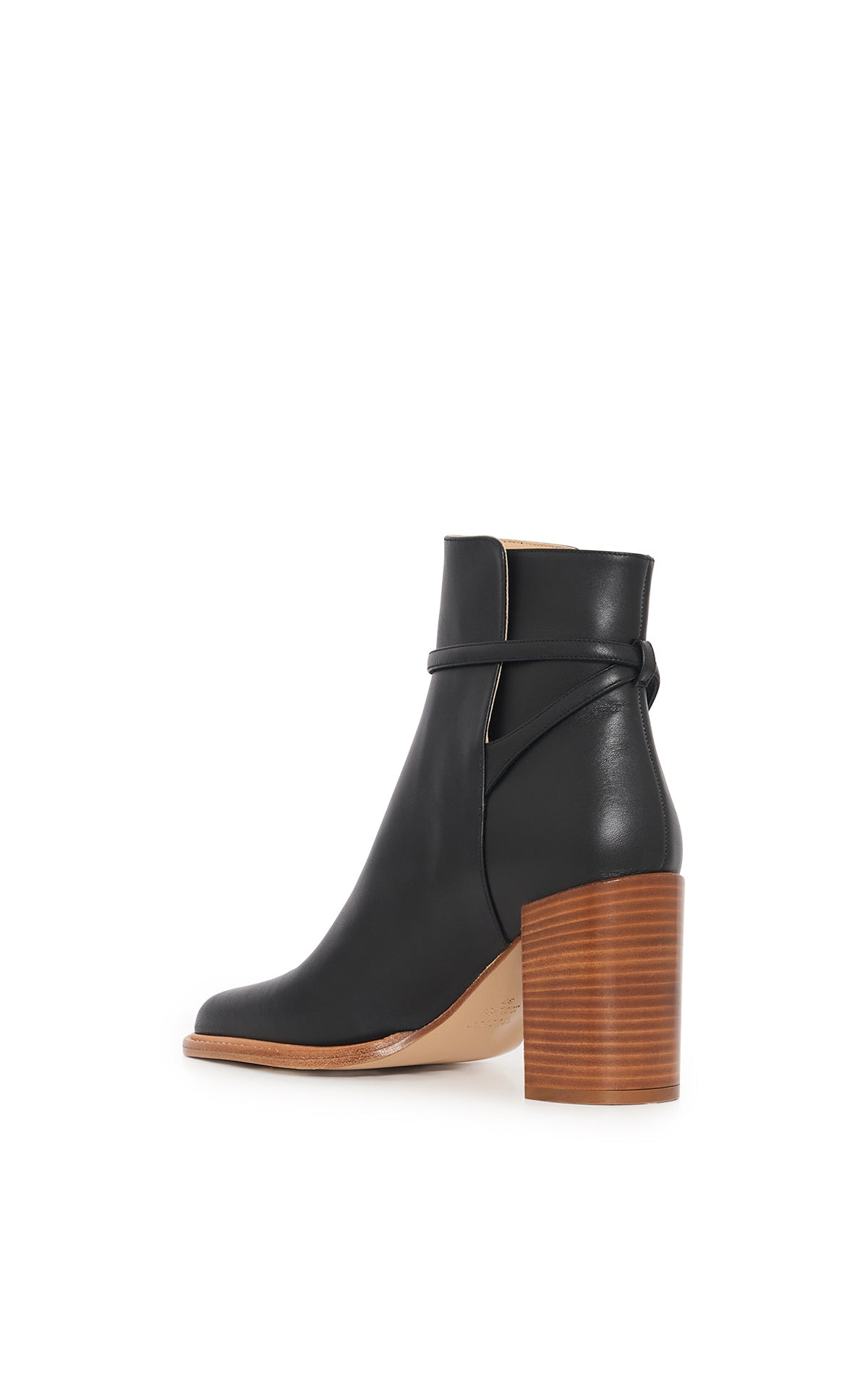 Nina Clasp Ankle Boot in Black Leather - 3