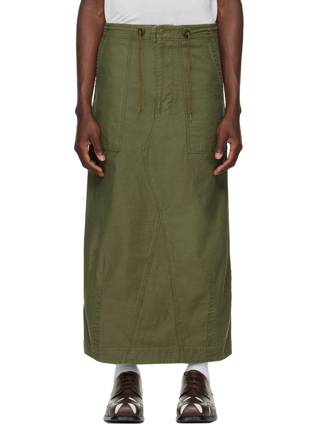 Khaki Back Sateen String Fatigue Skirt - 1