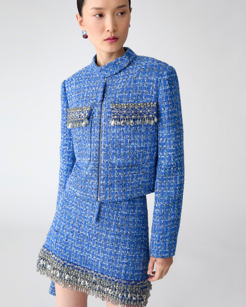 CAROLINA HERRERA Tweed Jacket with Raindrop Embroidery outlook