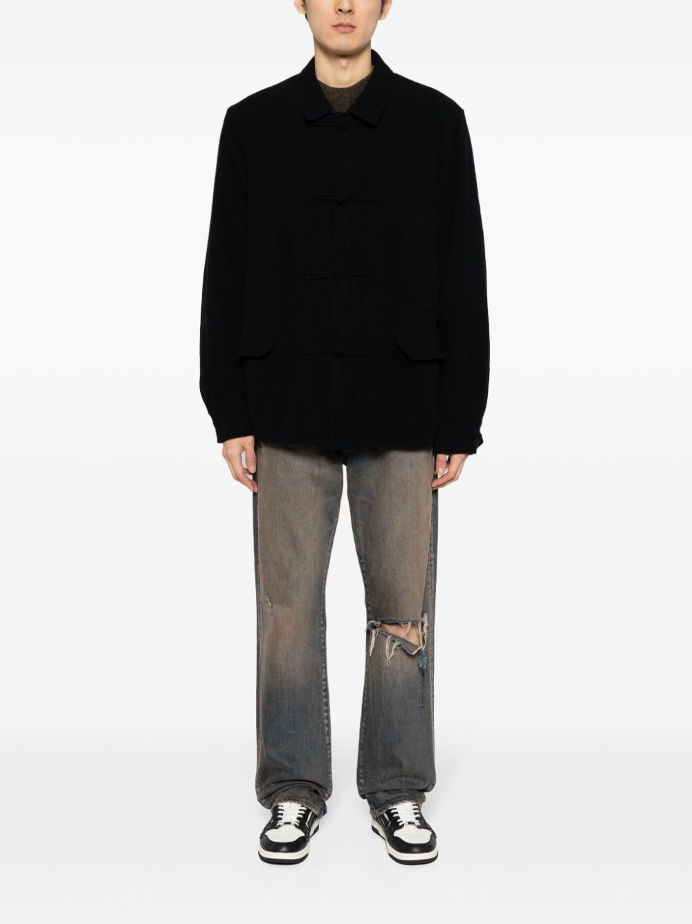 spread-collar wool jacket - 2