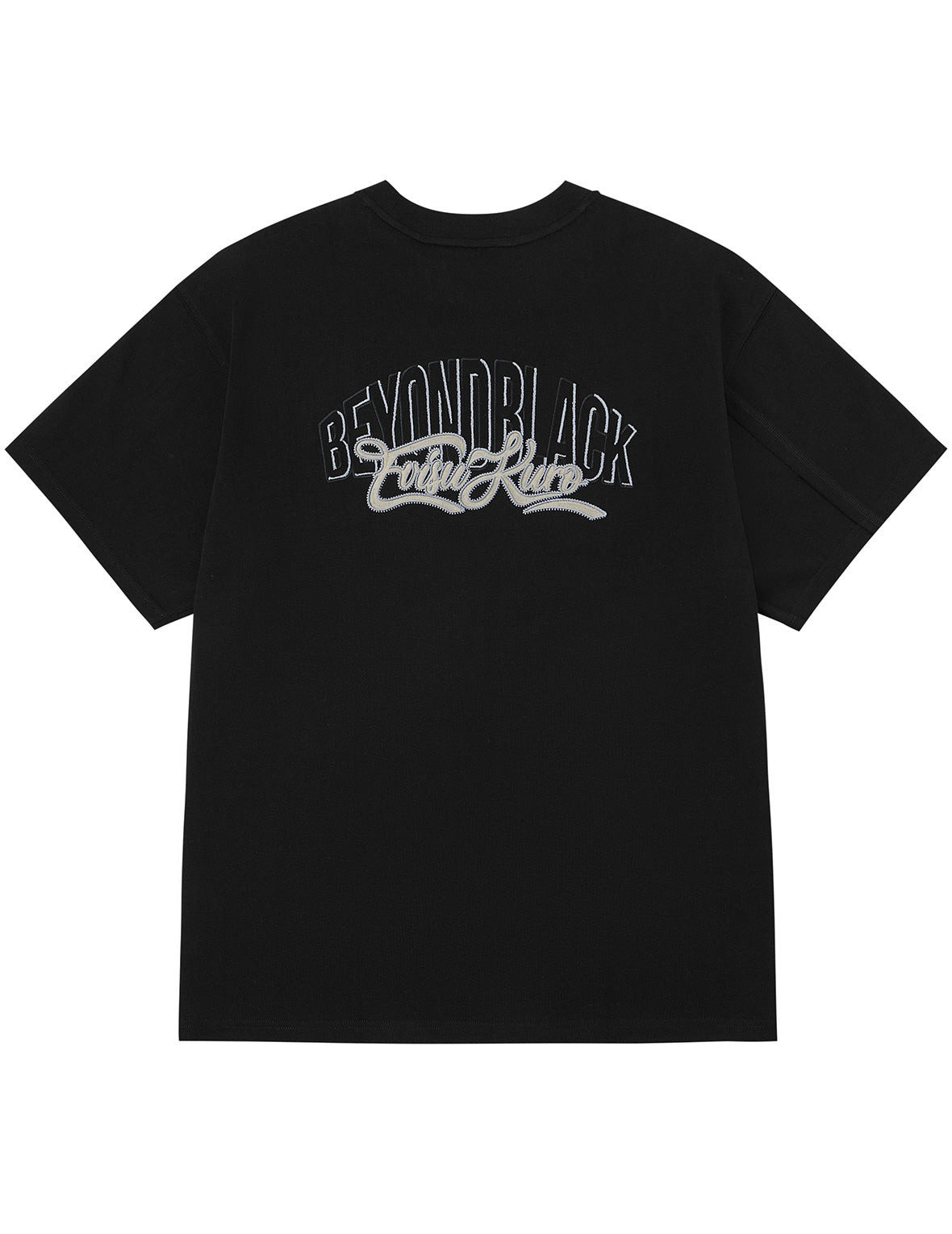 EVISUKURO Toothbrush Embroidery and Color-blocking Oversized T-shirt - 12