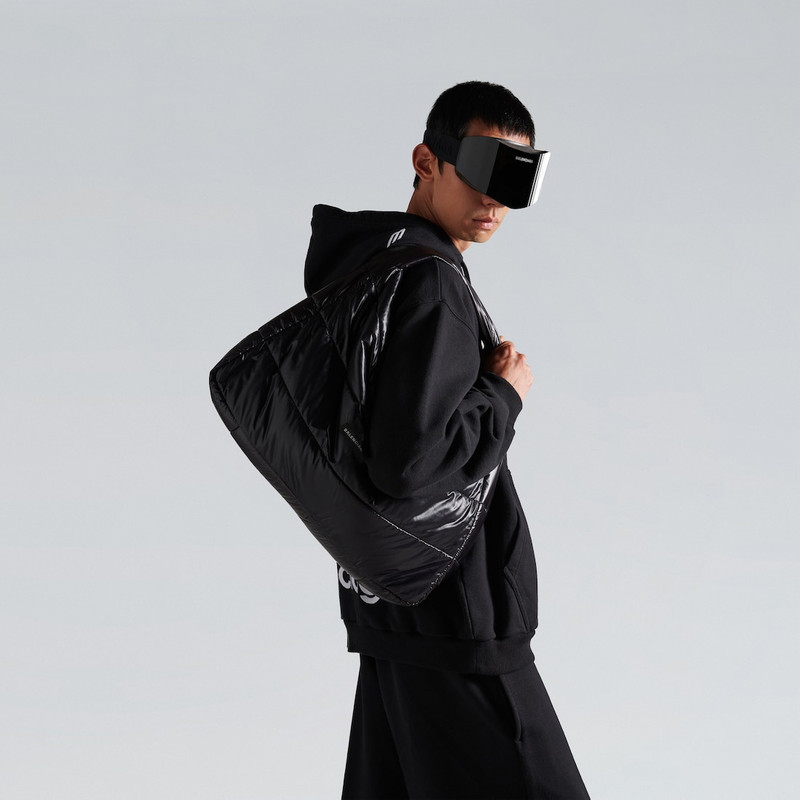BALENCIAGA Men's Puffer Hobo Bag Medium in Black outlook