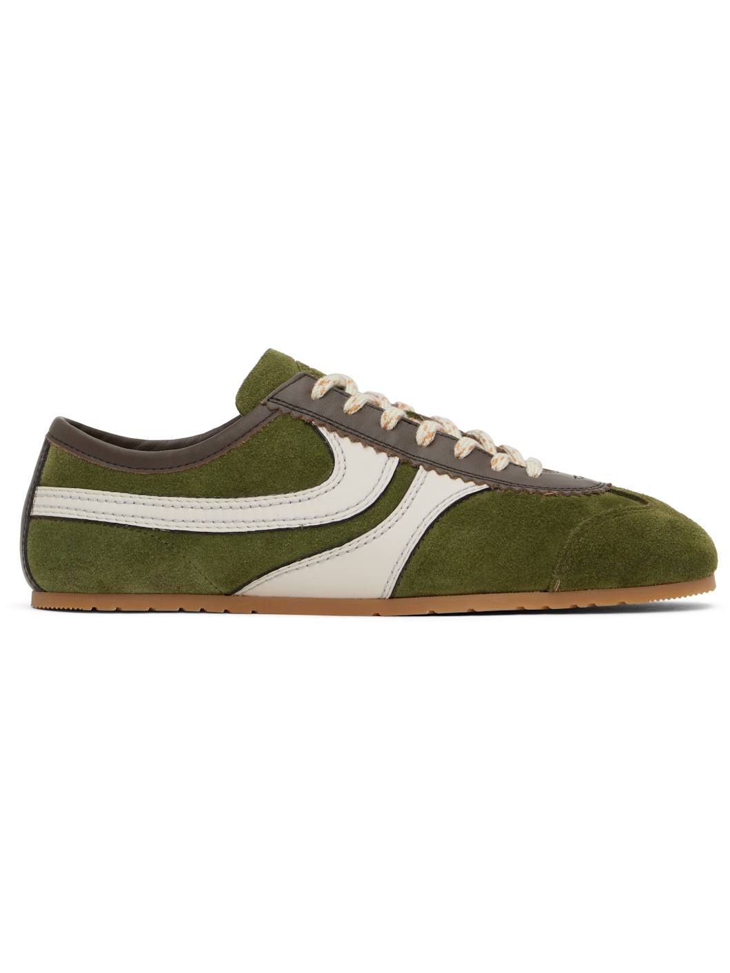 Dries Van Noten Green Off-White Suede Sneakers ssense REVERSIBLE