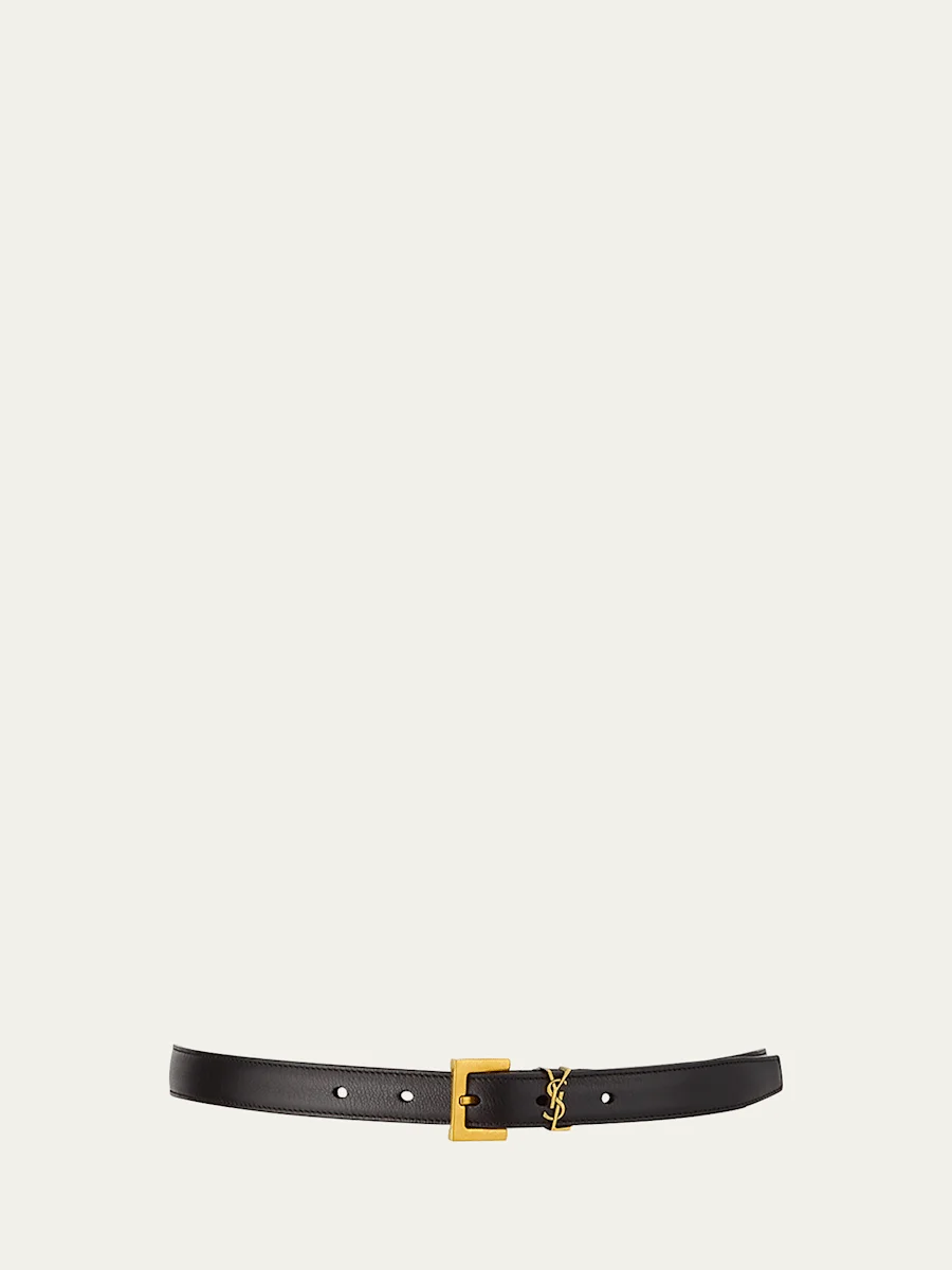 YSL Monogram Leather Belt - 1