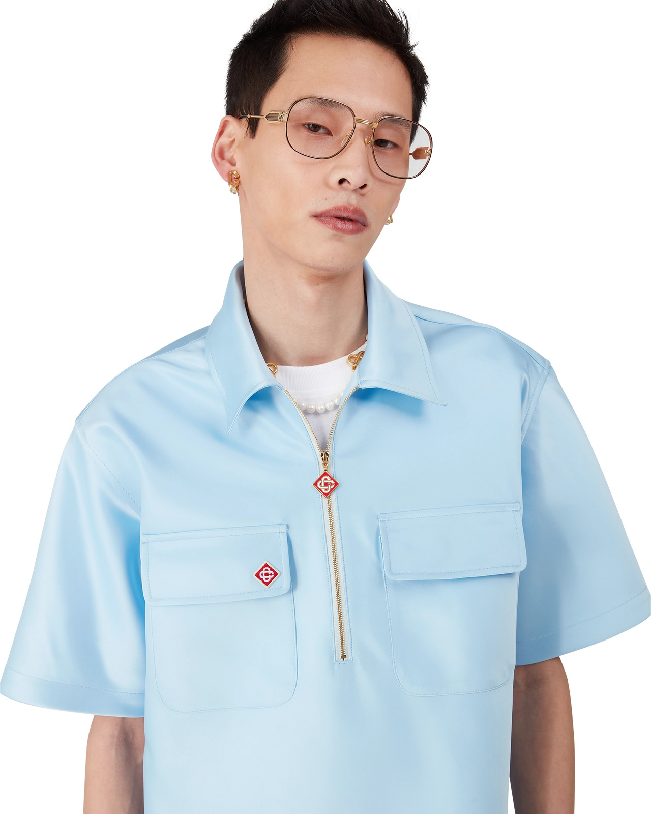 Satin Quarter Zip Shirt | Casablanca Paris - 5