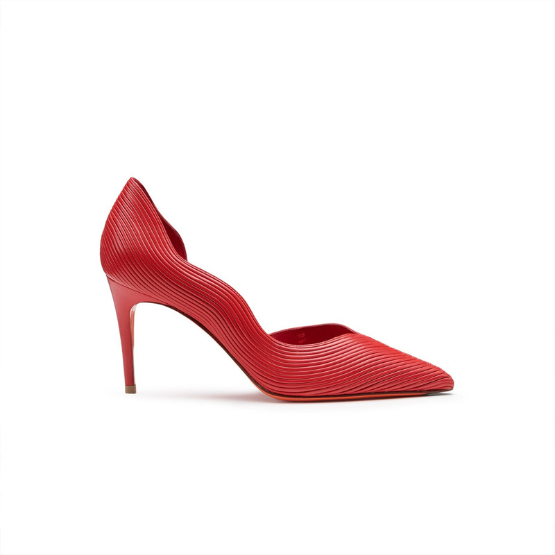 Women's red leather high-heel pump 1