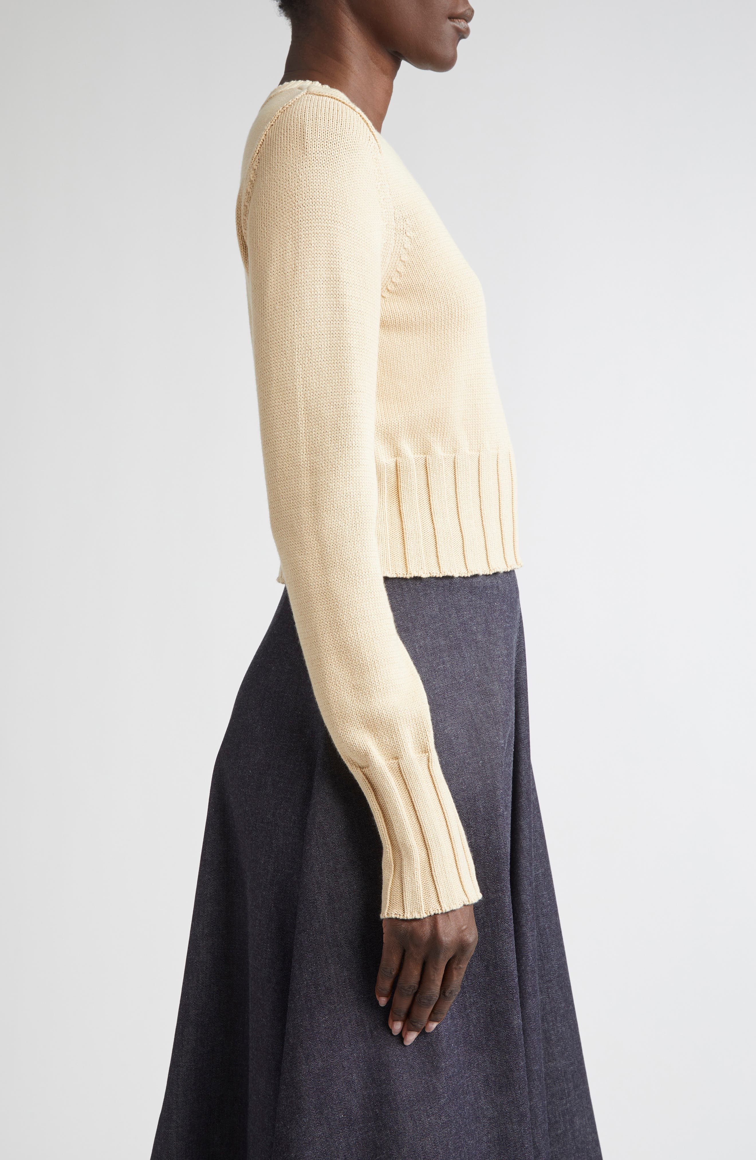 Altuzarra Livvy Crop Sweater in Antique Pearl at Nordstrom - 4