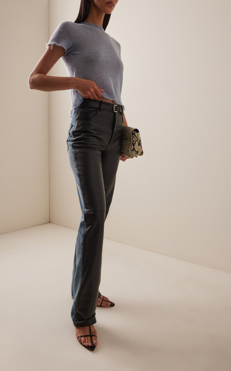 HAIKURE Star Leather and Denim High-Rise Straight-Leg Jeans dark wash outlook