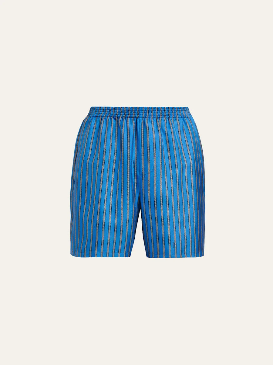 Men's Meander Print Silk Shorts - 1