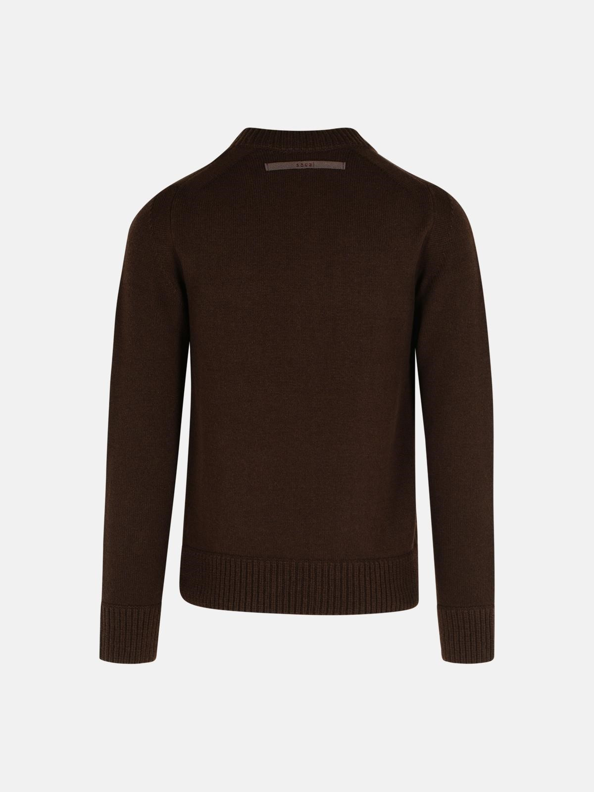 BROWN WOOL SWEATER - 3
