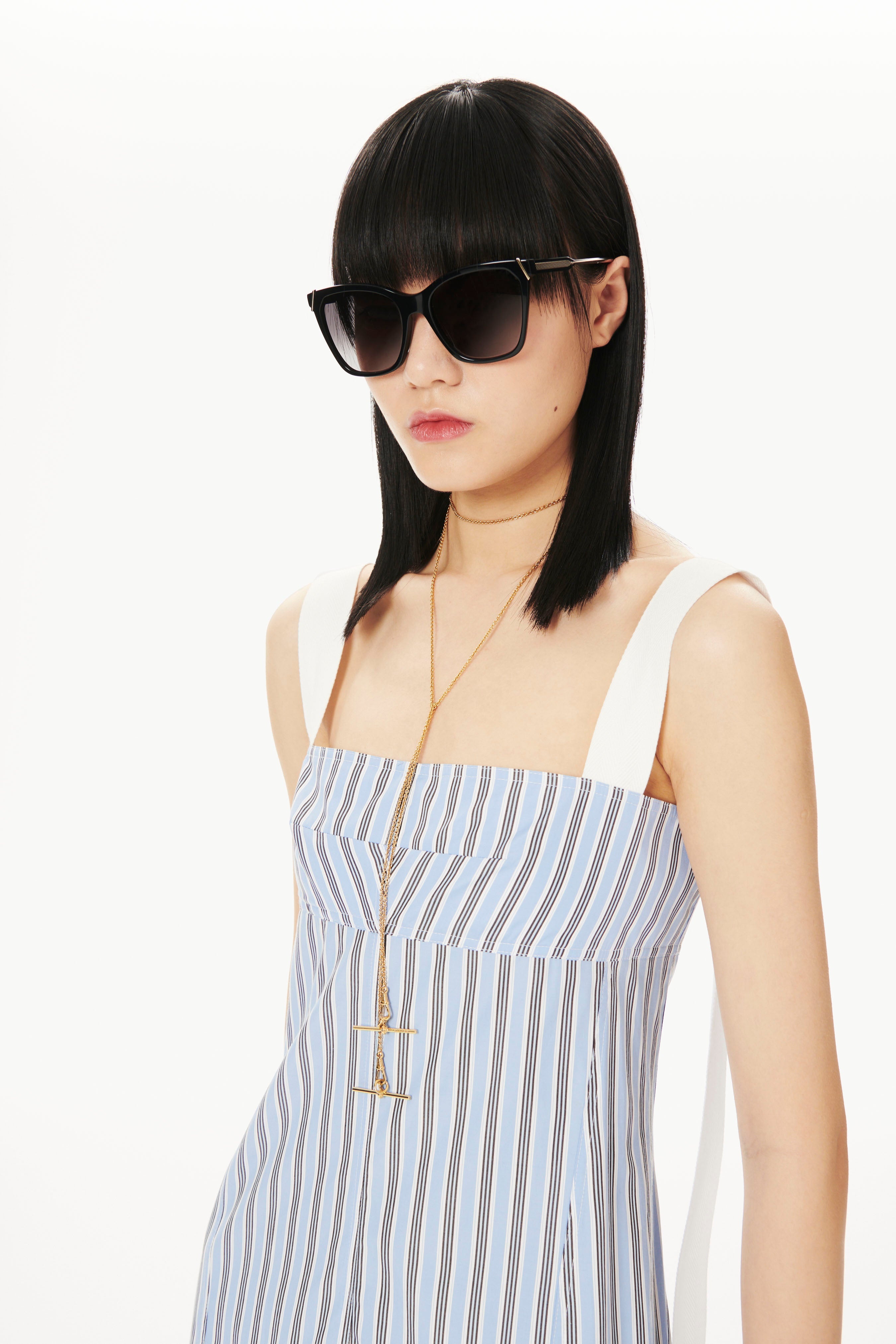 Squared Cat Eye Sunglasses in Black-Grey - 3