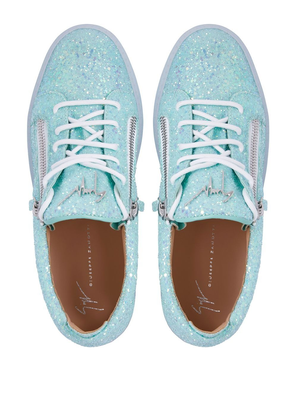 zip-detail glitter trainers - 4