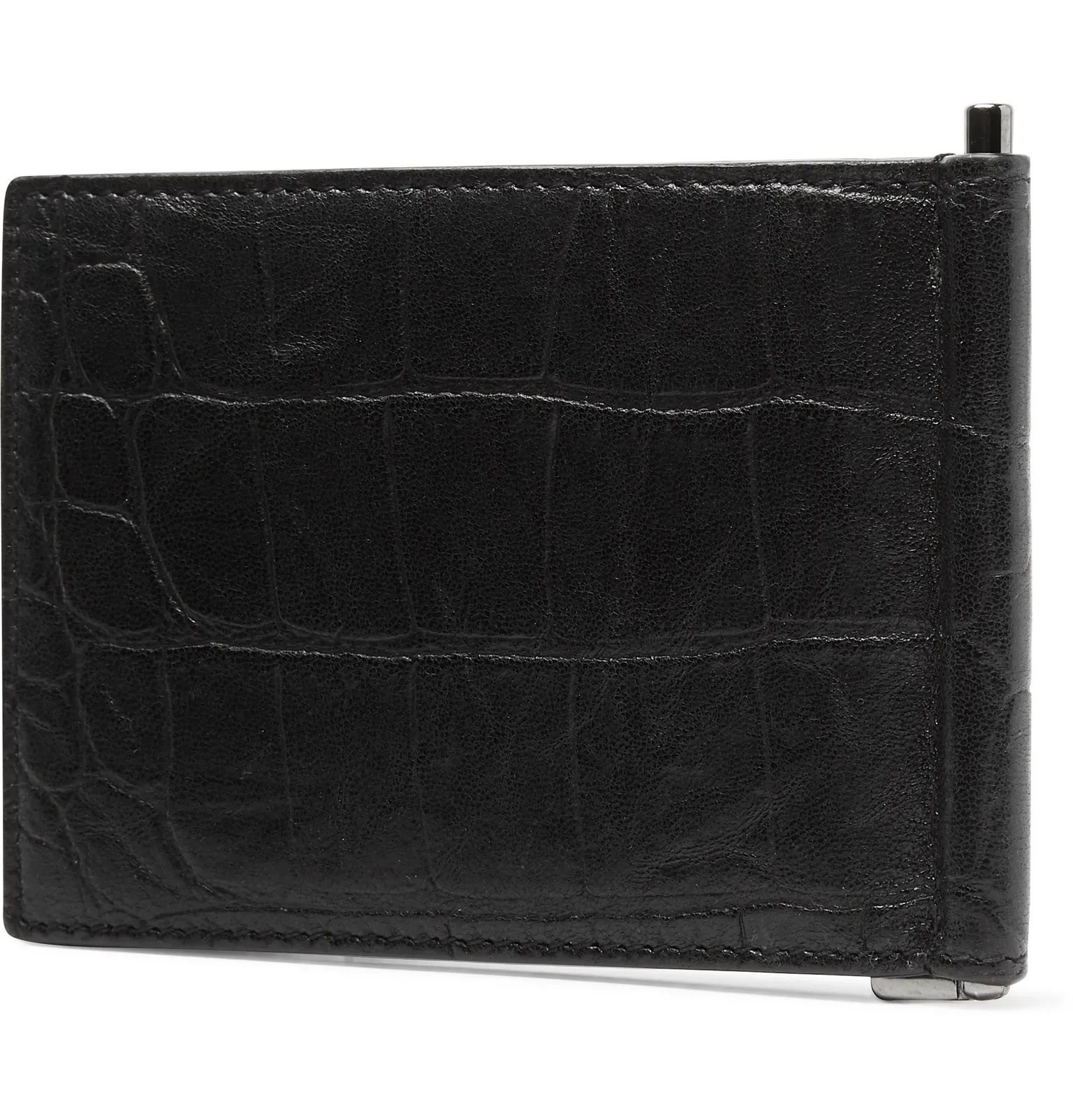 Logo-Appliquéd Croc-Effect Leather Bifold Cardholder with Money Clip - 3