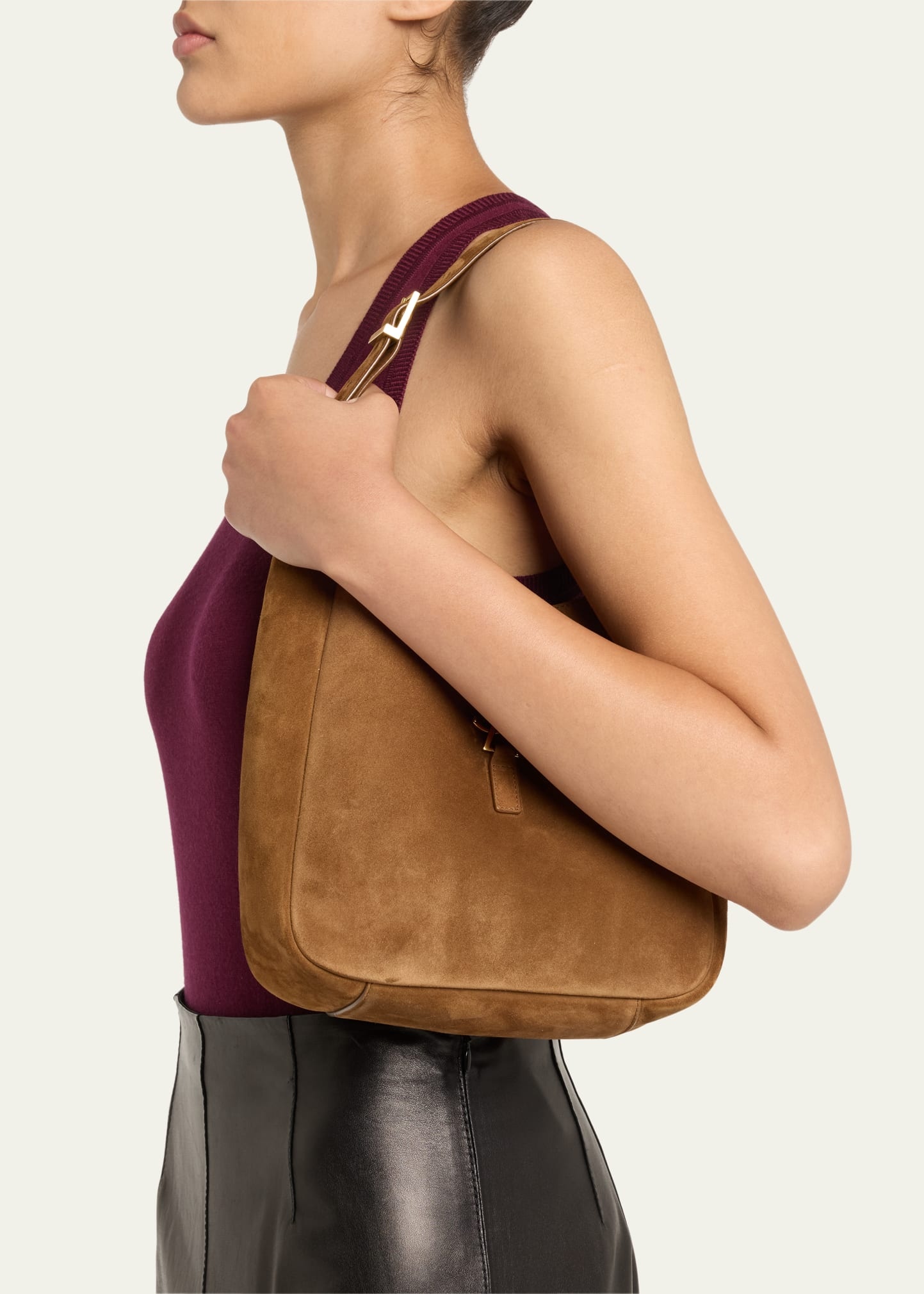 Le 5 A 7 Small Suede Hobo Shoulder Bag - 2