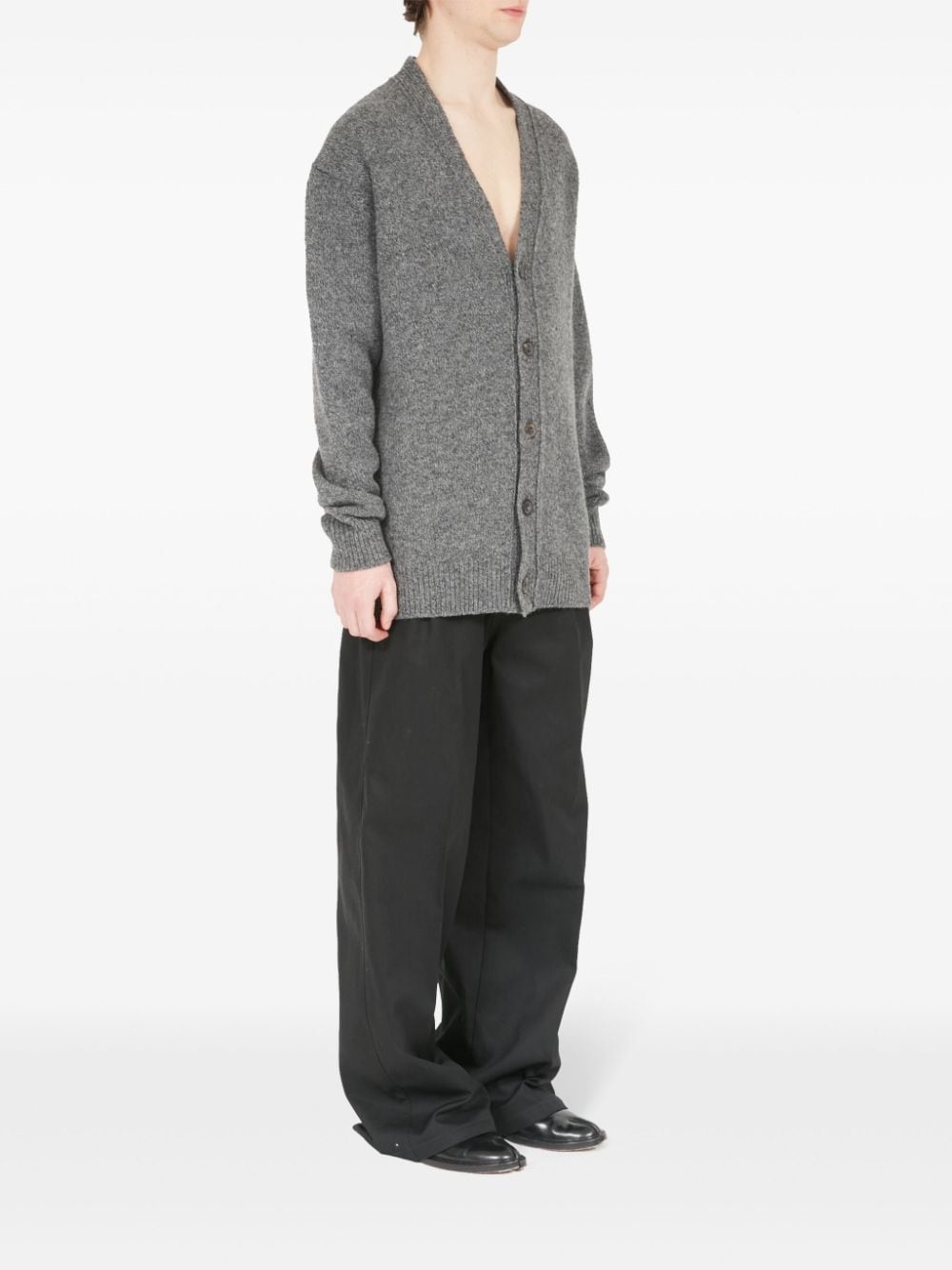 ribbed-edge wool cardigan - 3