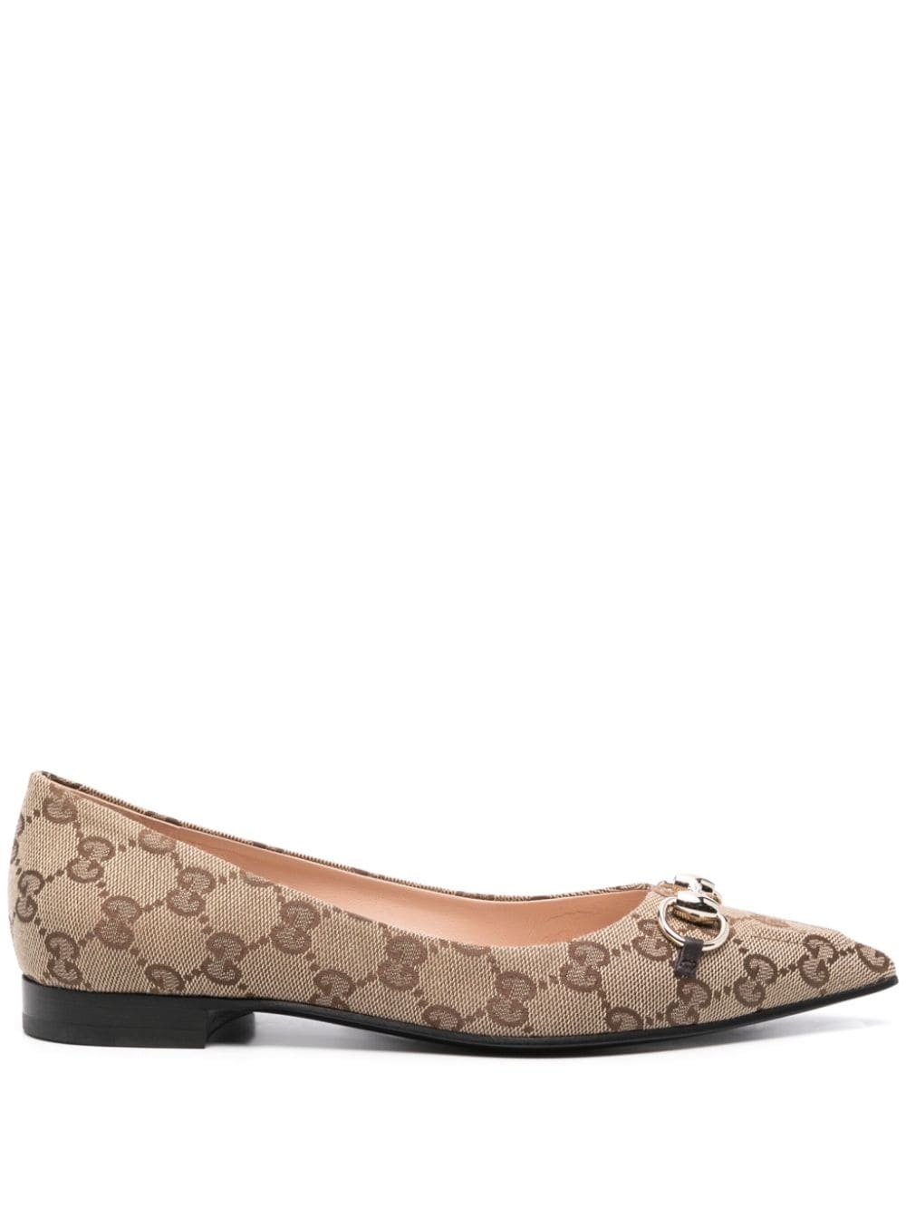 Horsebit GG-canvas ballerina shoes - 1