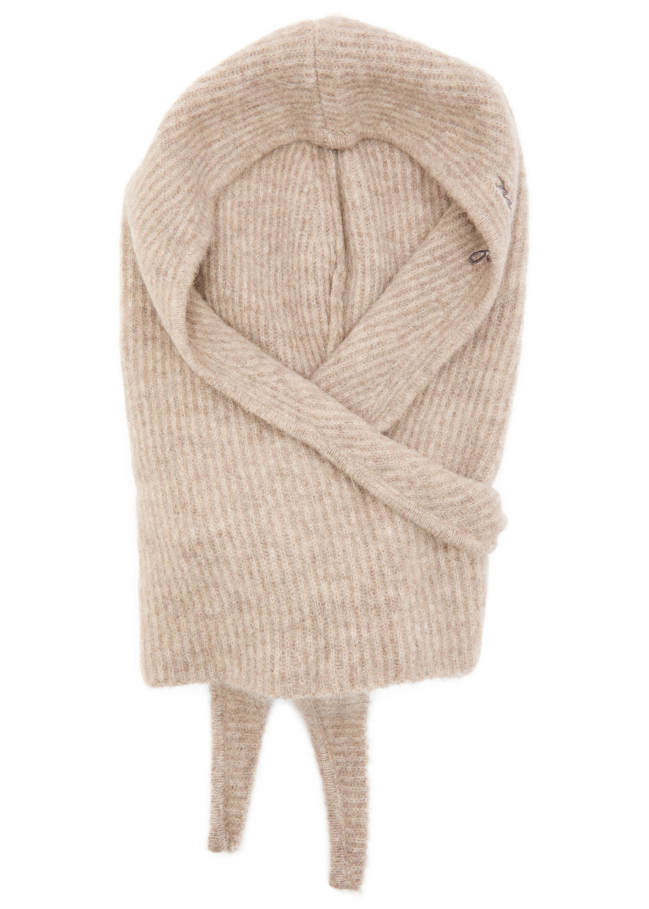 Ganni Logo-embroidered Brushed Wool-blend Balaclava - 1