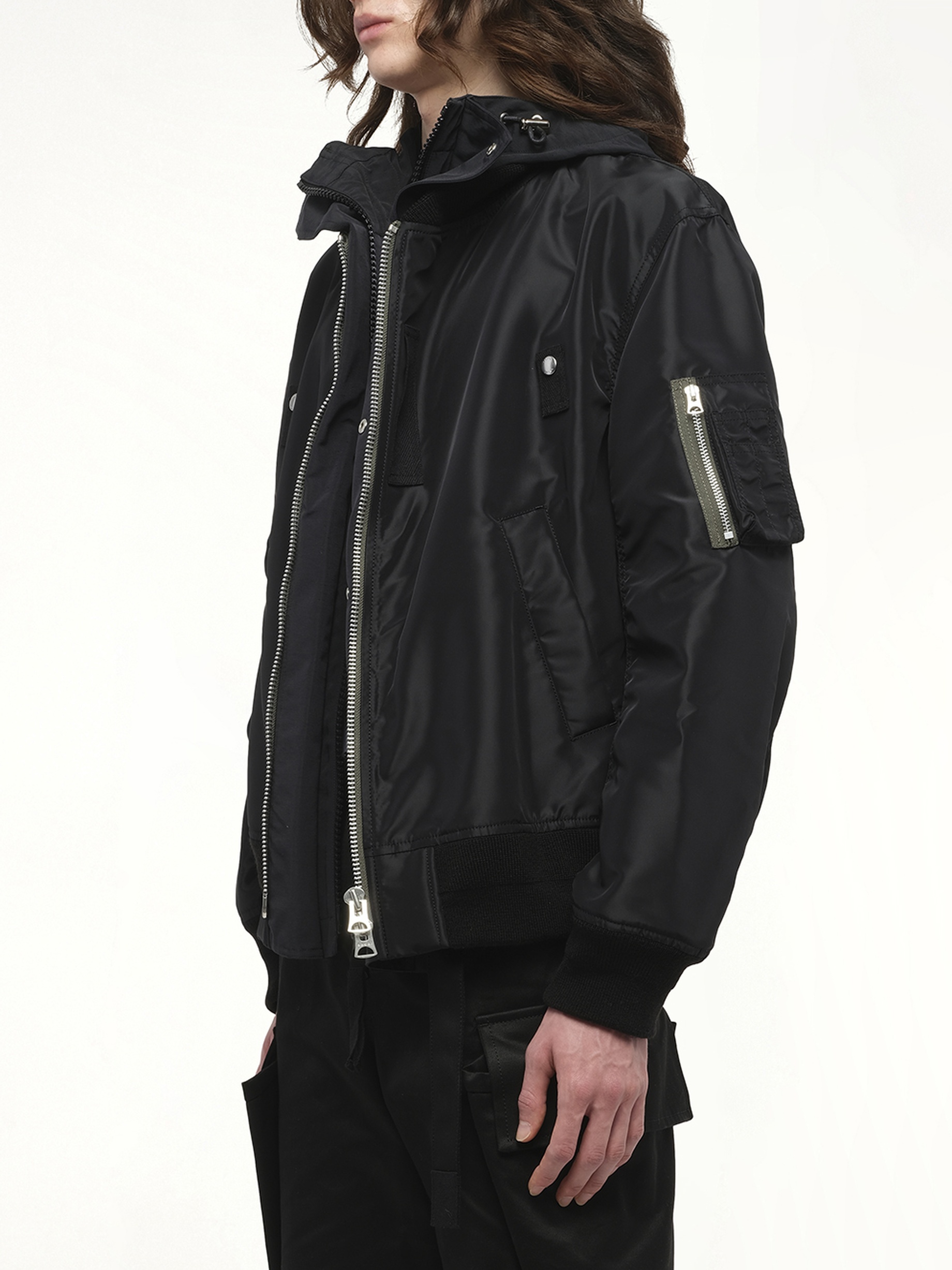 Nylon Twill x Grosgrain Blouson in Black - 5
