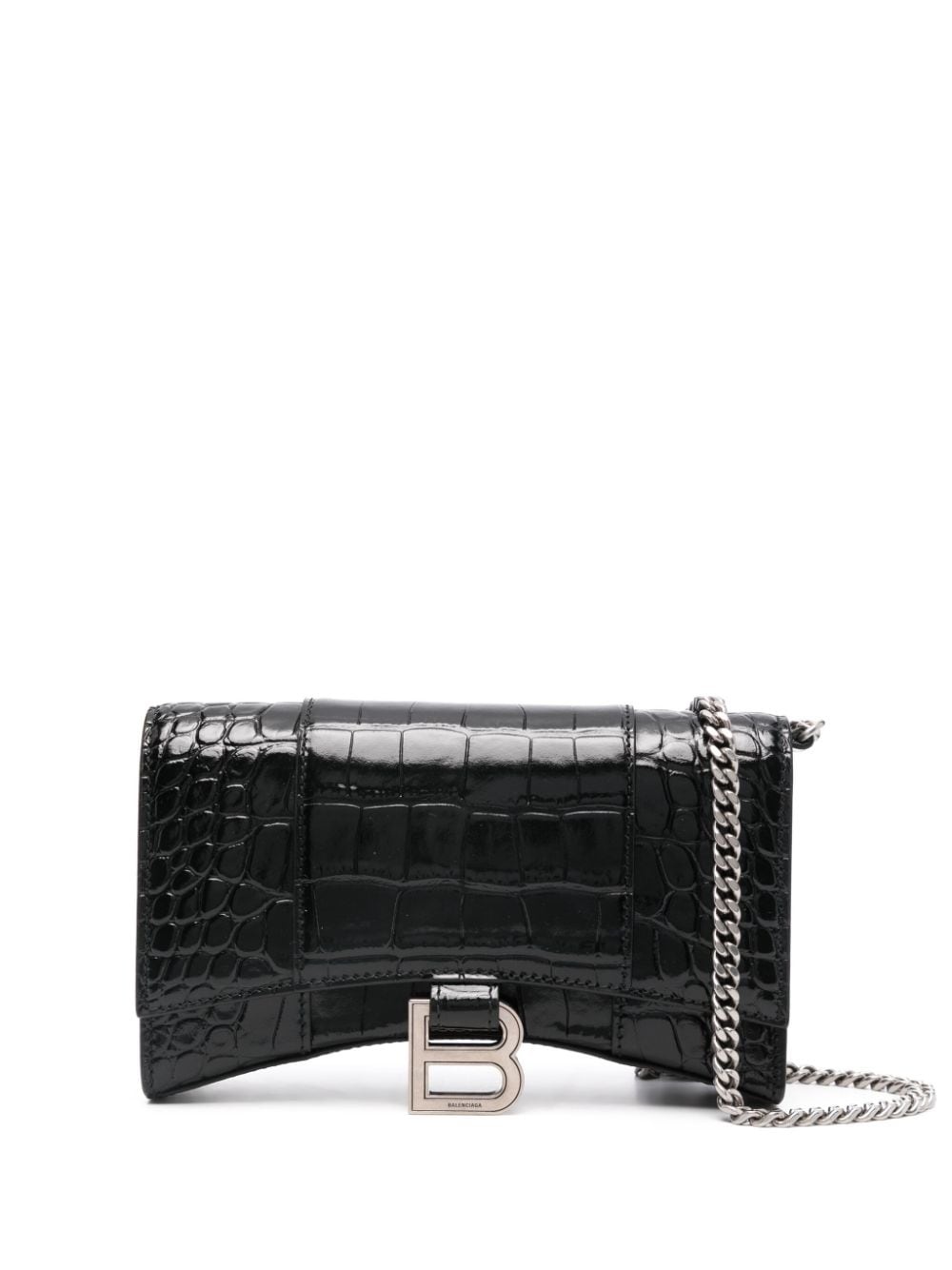 Hourglass crocodile-effect leather crossbody bag - 1