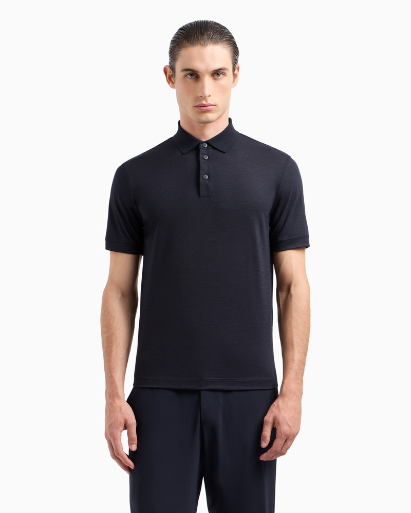 GIORGIO ARMANI Pure virgin-wool piqué polo shirt outlook
