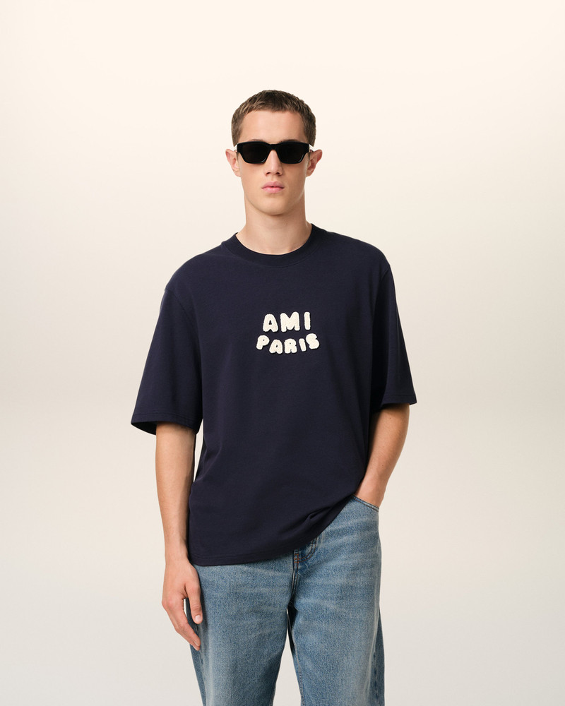 AMI Paris NAVY COTTON AMI PARIS PATCH T-SHIRT outlook