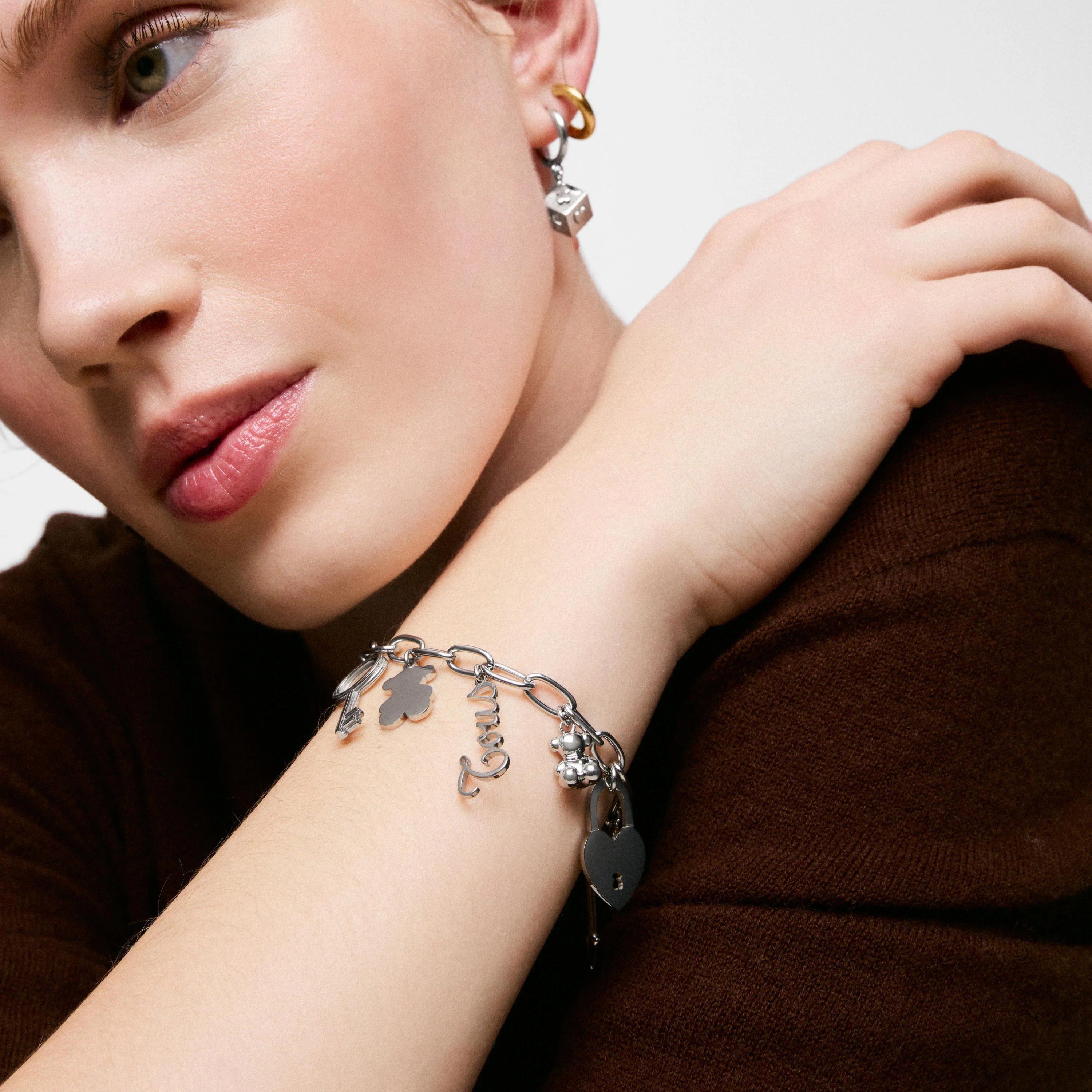 Steel and cultured pearl Bracelet with hanging charms TOUS Charming - 1