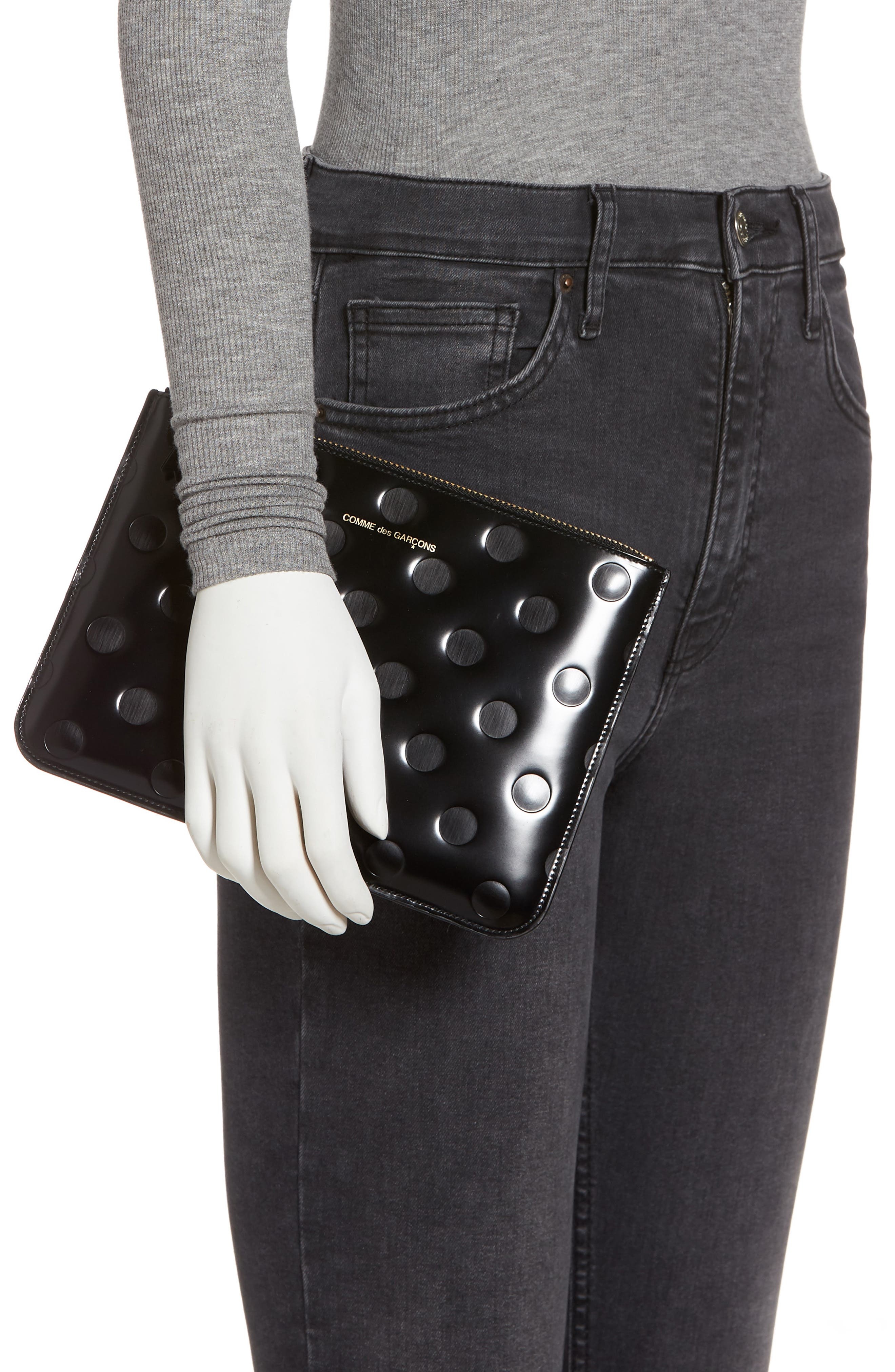 Comme des Garçons Wallets Dot Embossed Large Zip Pouch in Black at Nordstrom - 3