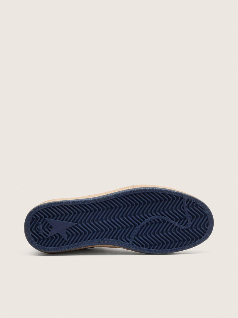 Men’s Ball Star LTD in white leather and light grey suede with dark blue star and Skins 6