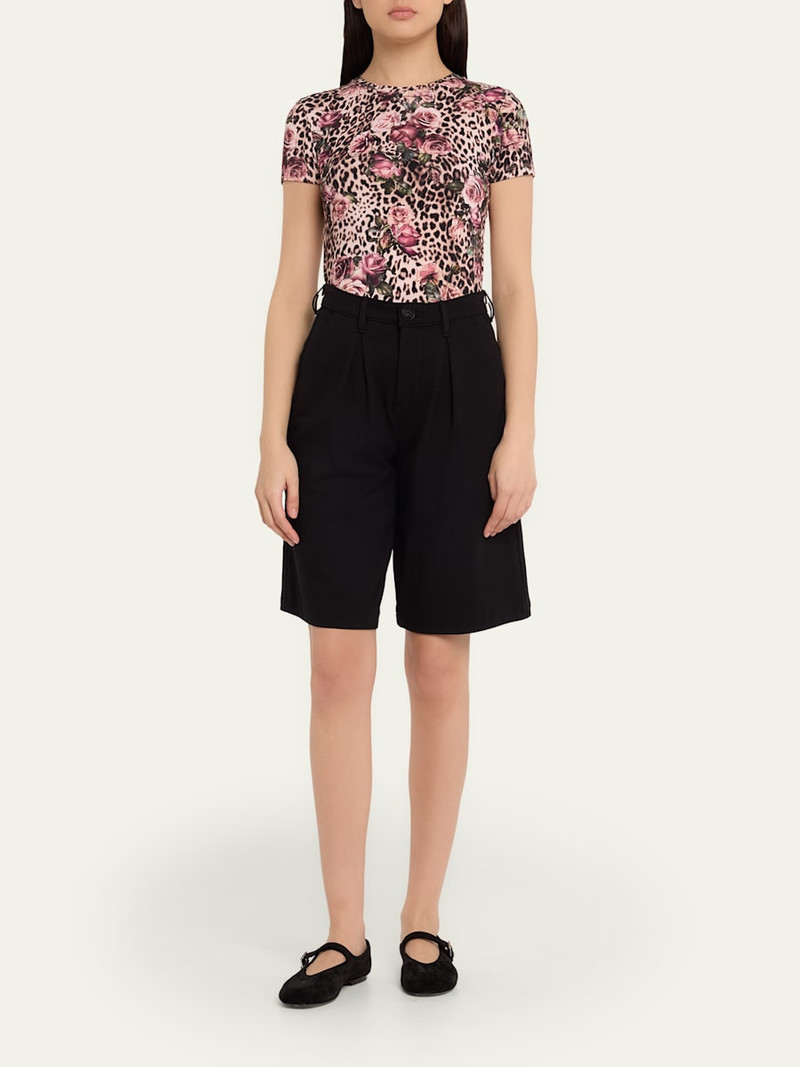 L'AGENCE Akasha Pleated High-Rise Bermuda Shorts outlook